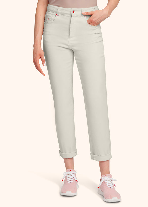 Kiton white jns trousers for woman, in cotton 2