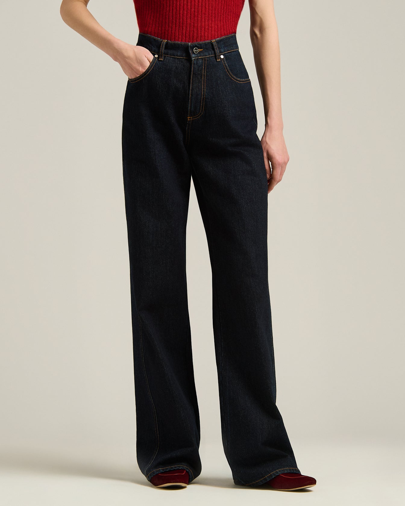 HIGH-WAISTED PALAZZO JEANS