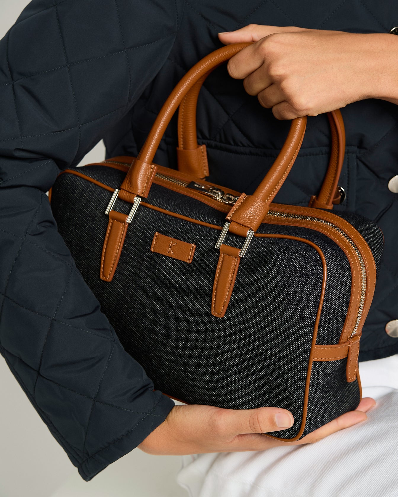 COTTON KISS ME BAG WITH LEATHER DETAILS