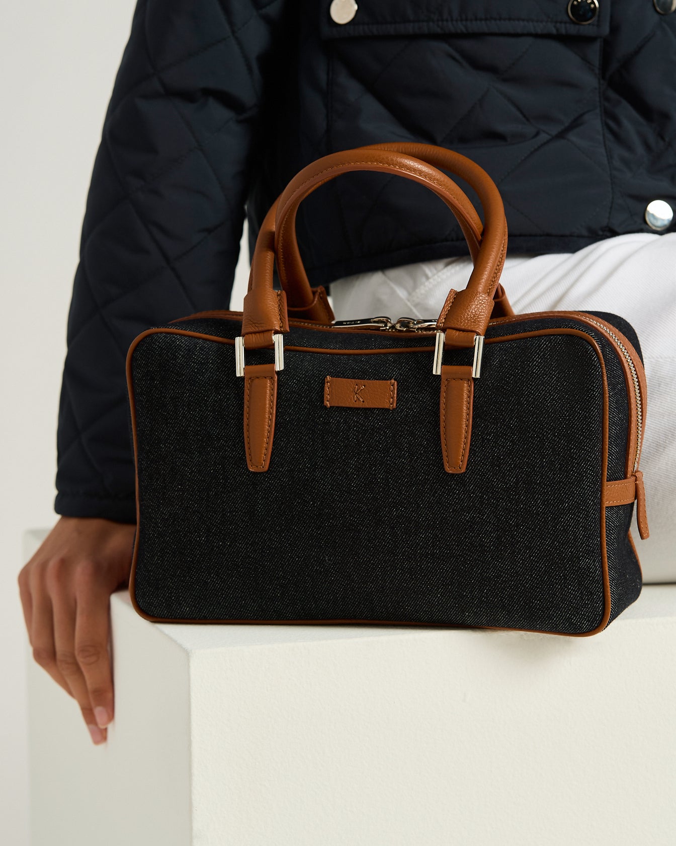 COTTON KISS ME BAG WITH LEATHER DETAILS