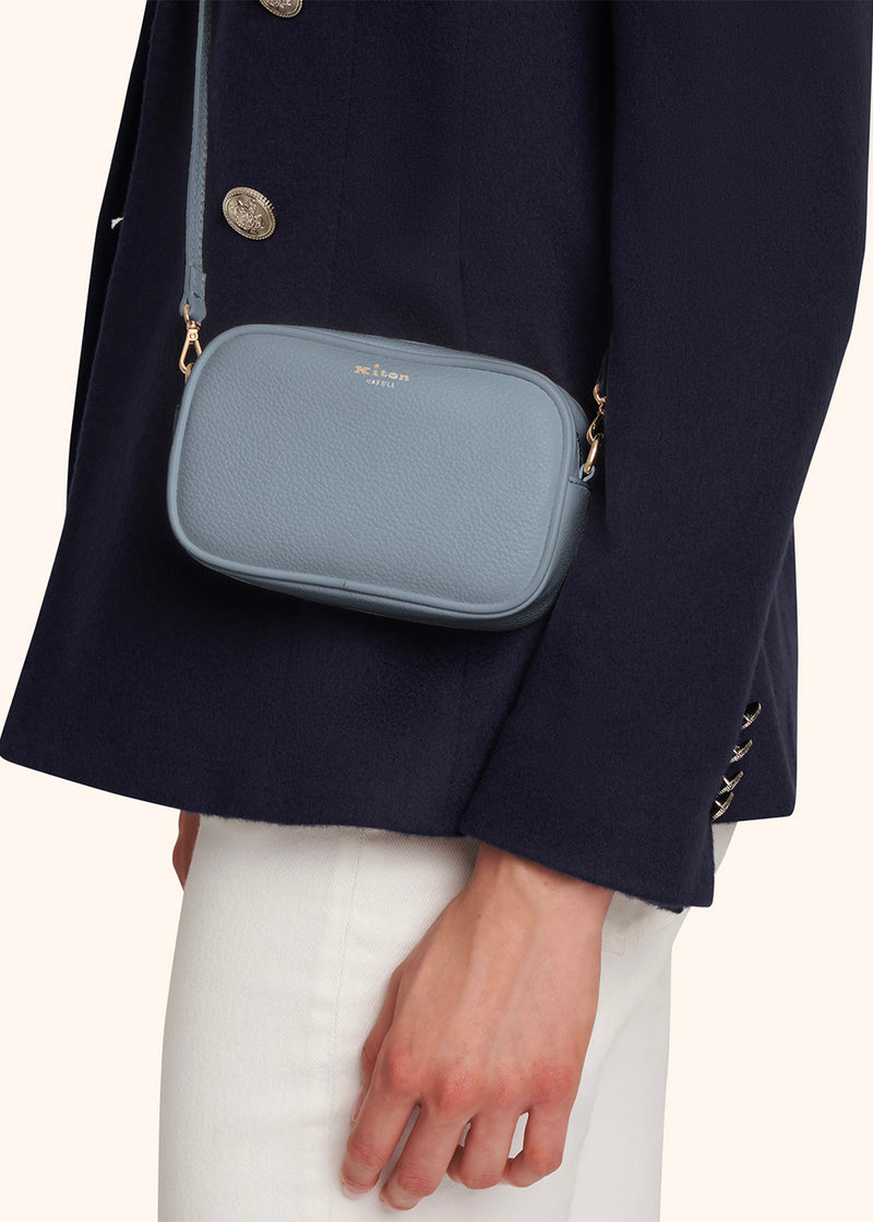 Kiton sky blue bag for woman, in calfskin 5