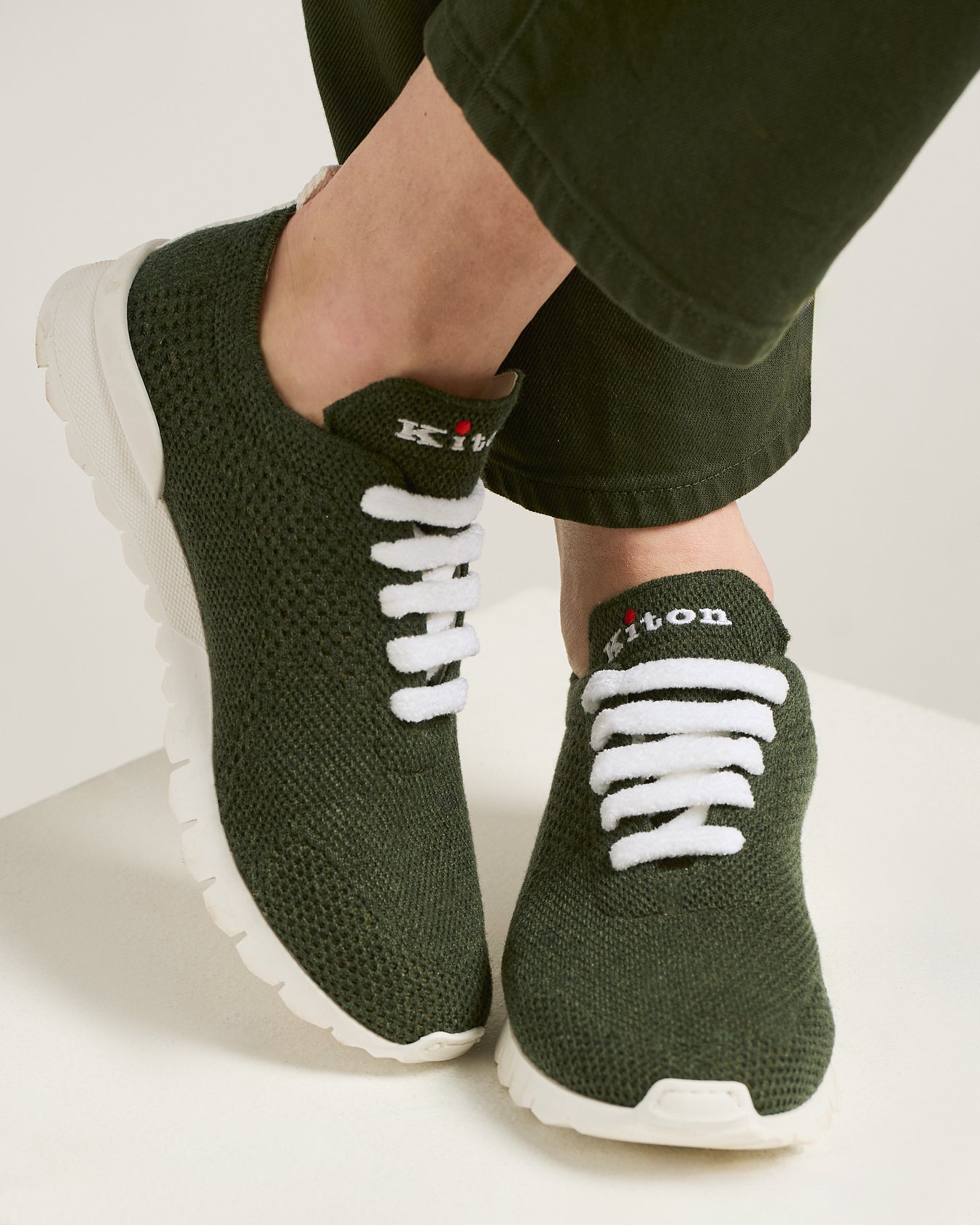 FIT PINE GREEN CASHMERE SNEAKERS