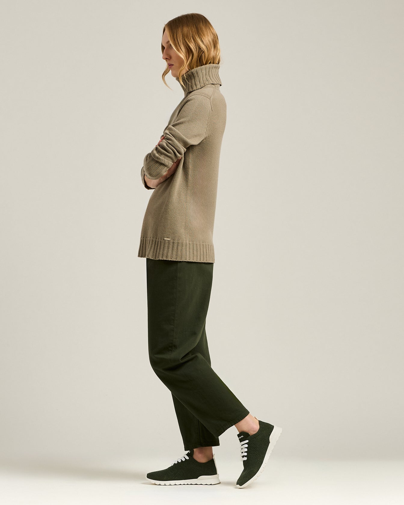 FIT PINE GREEN CASHMERE SNEAKERS