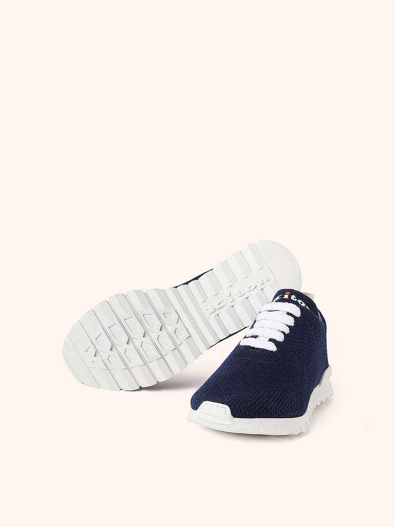 Kiton night blue sneakers shoes for woman, in cashmere 3