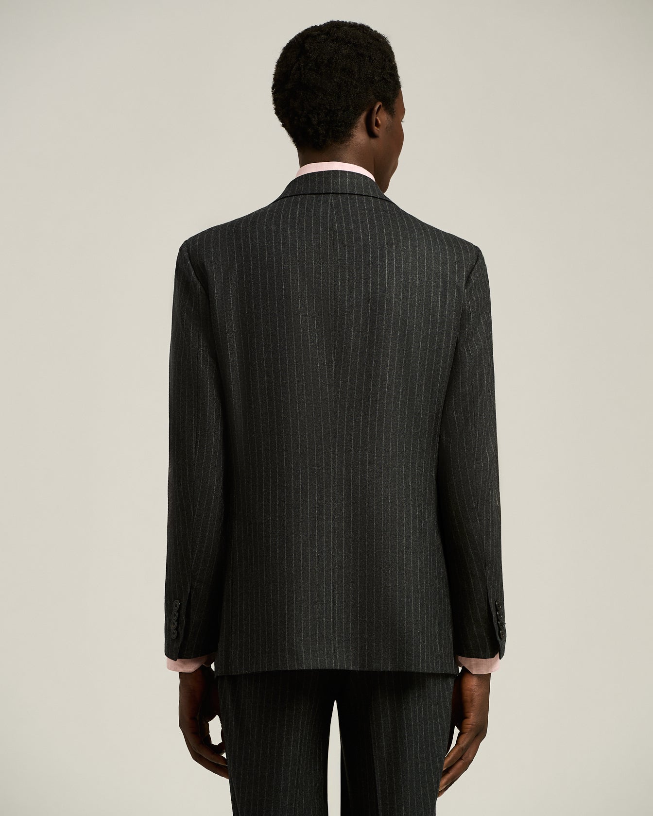 SINGLE-BREASTED WOOL AND CASHMERE PINSTRIPE SUIT