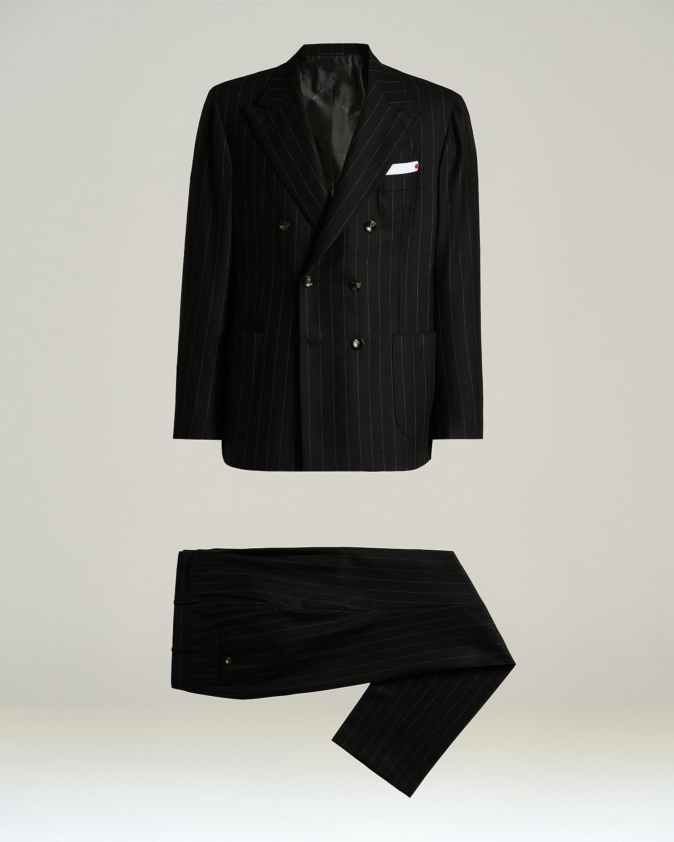 WOOL AND CASHMERE PINSTRIPE DOUBLE-BREASTED SUIT