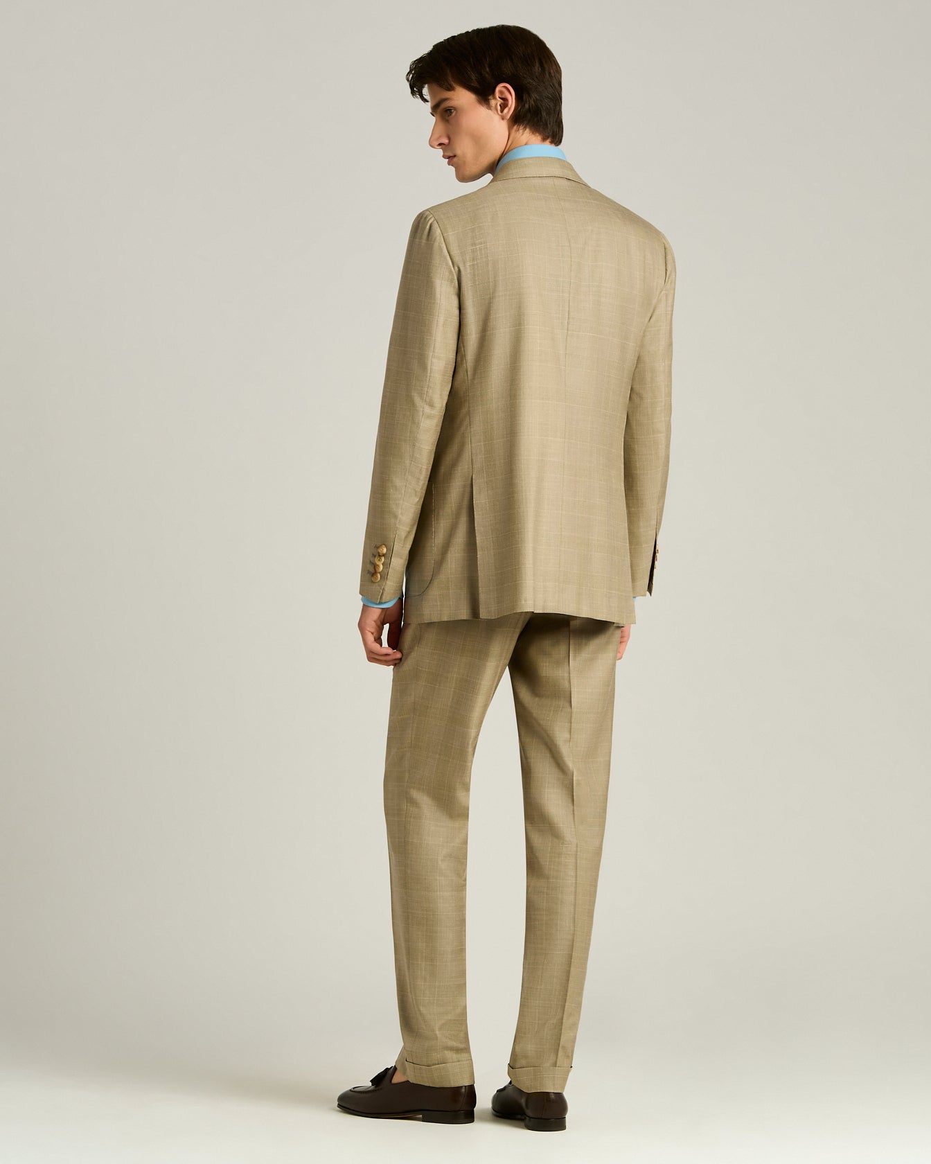 WOOL, SILK AND LINEN BLEND DOUBLE-BREASTED SUIT