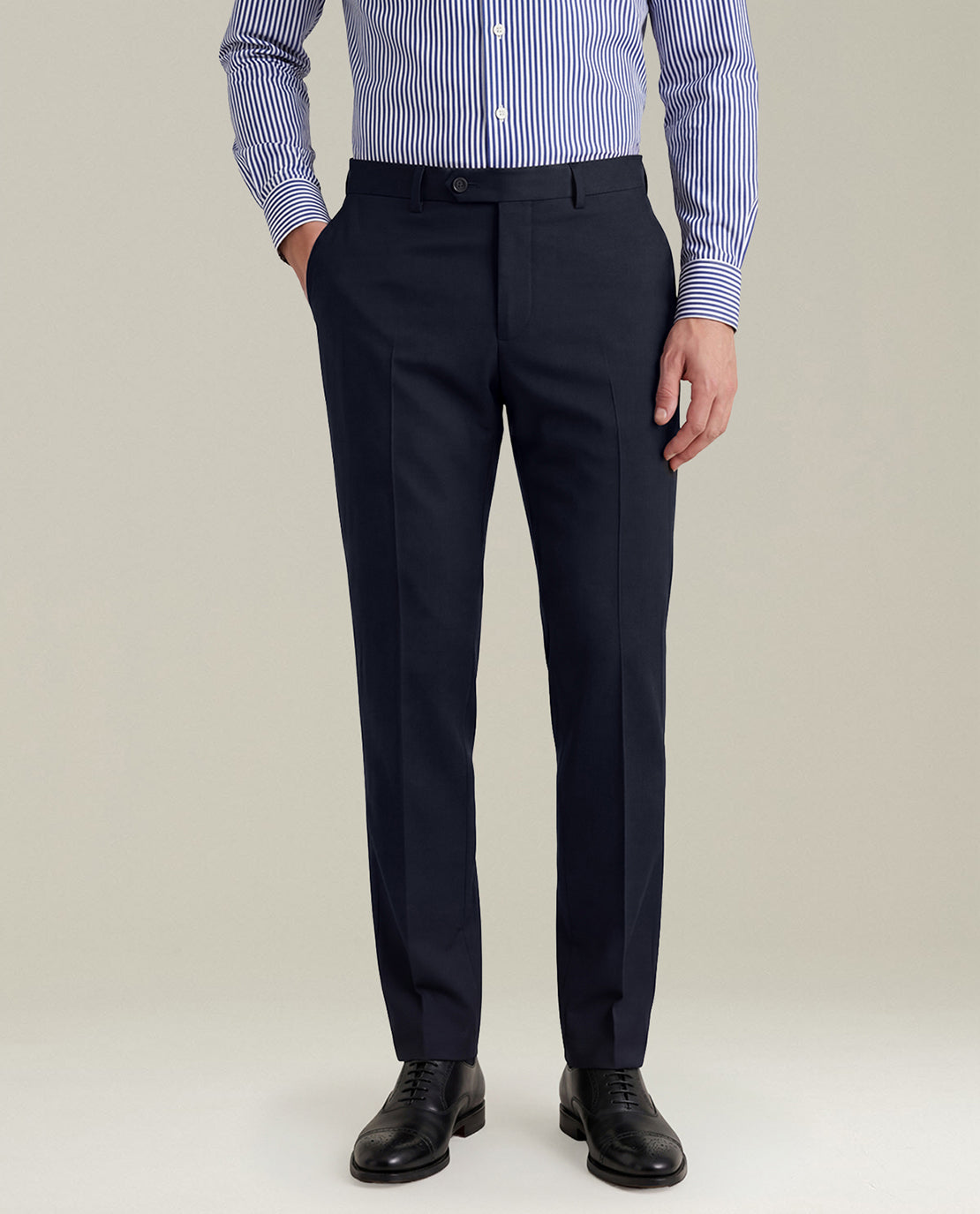 NAVY BLUE 14-MICRON WOOL SUIT WITH NATURAL SHOULDERS