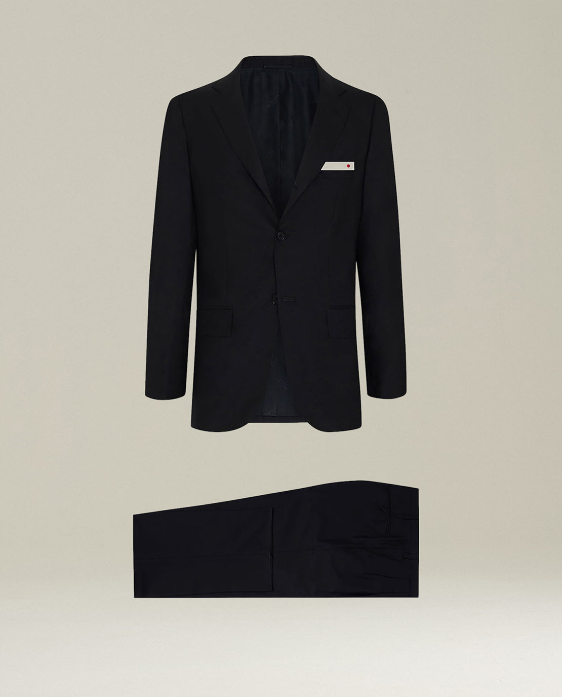 BLACK 14-MICRON WOOL SUIT WITH NATURAL SHOULDERS