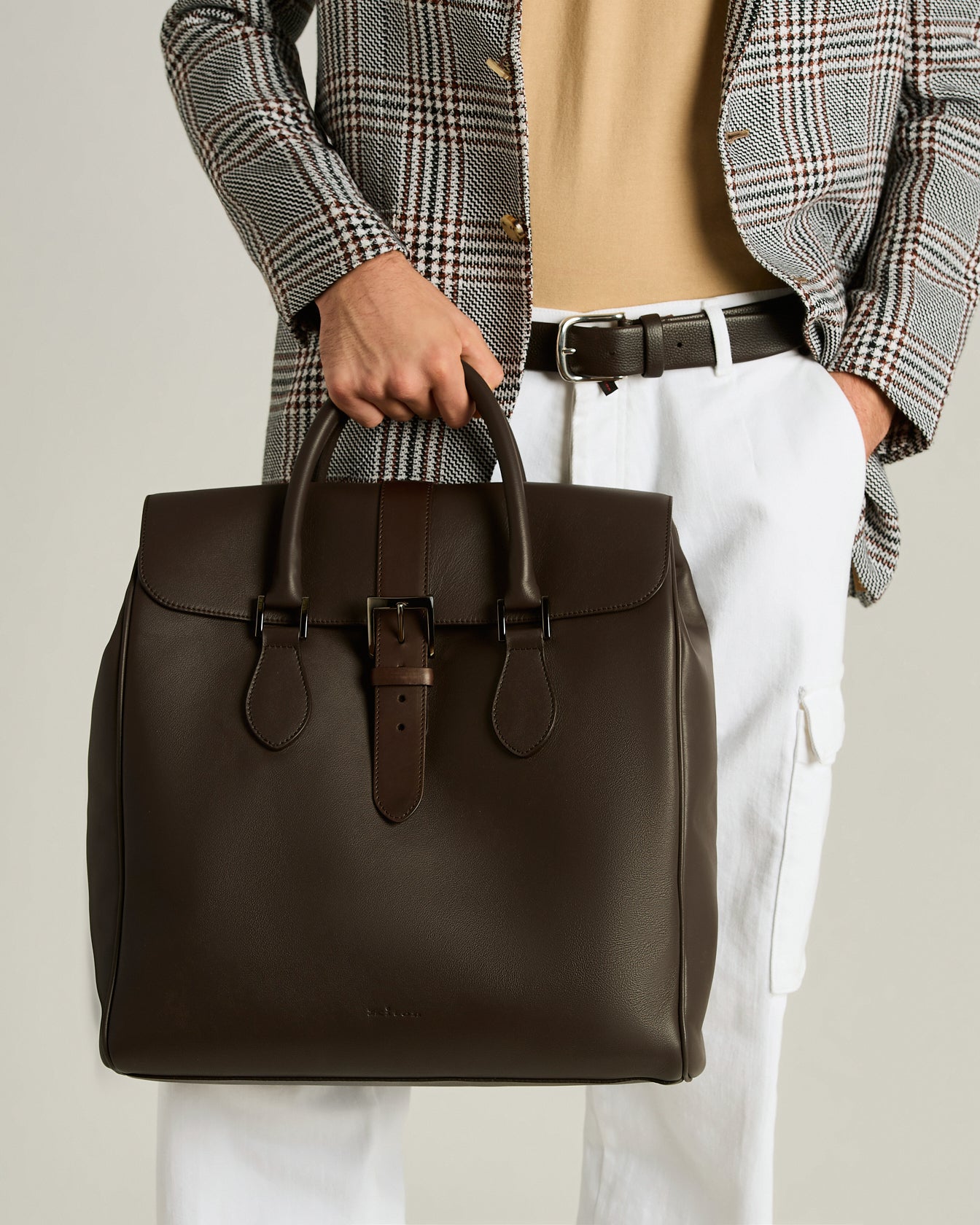 DARK BROWN FULL-GRAIN CALFSKIN SHOPPING BAG