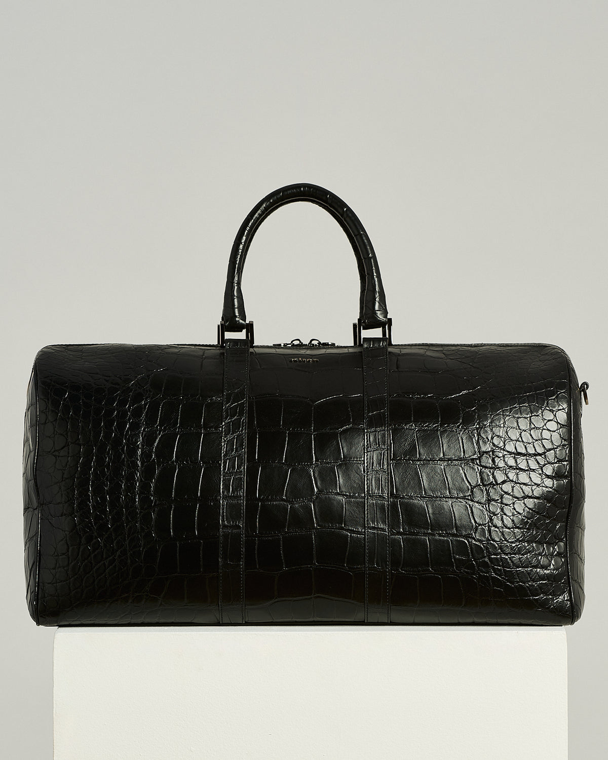 BLACK ALLIGATOR AND LAMBSKIN LEATHER HOLDALL