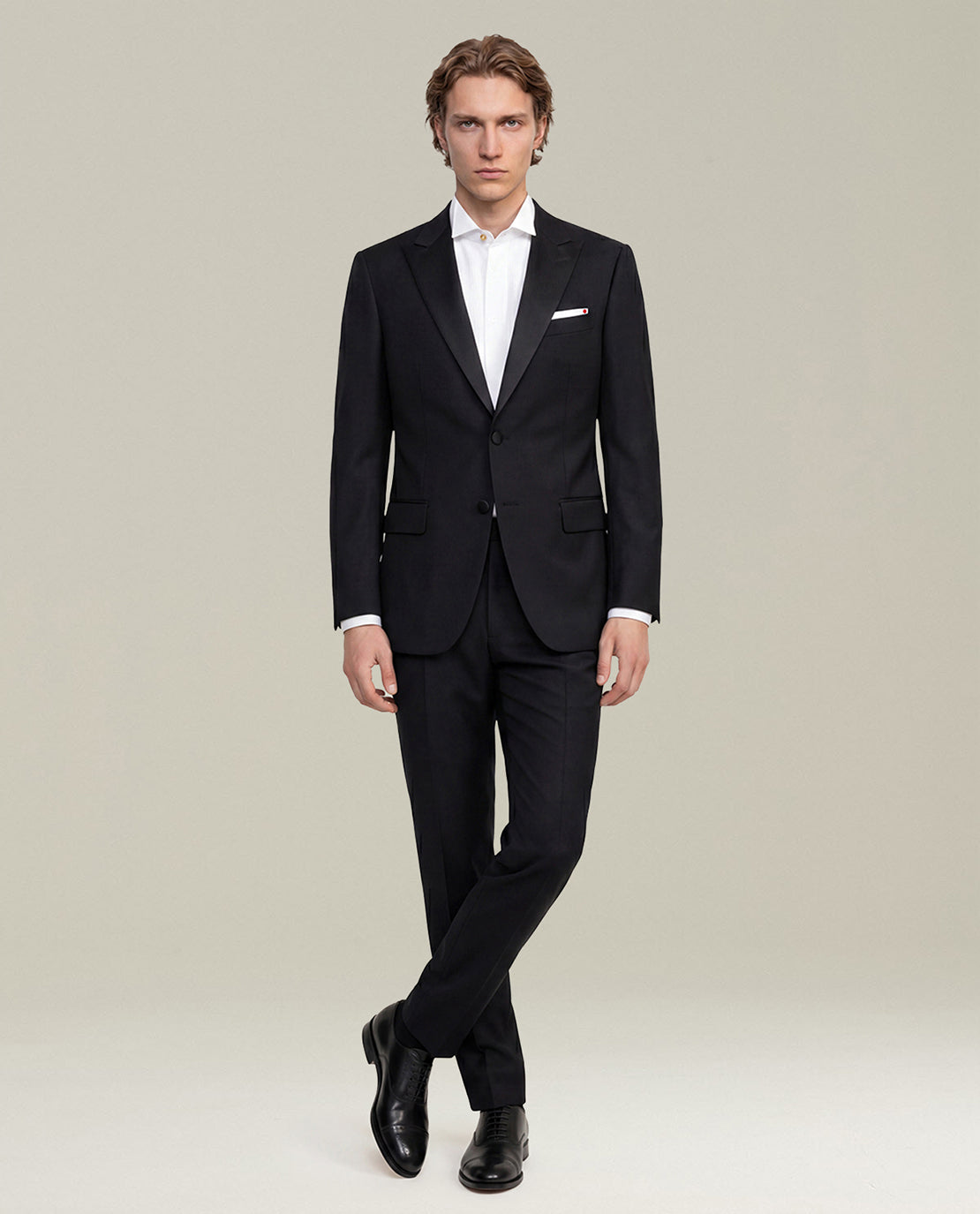 WHITE STRETCH-COTTON TUXEDO SHIRT WITH PLEATED BIB