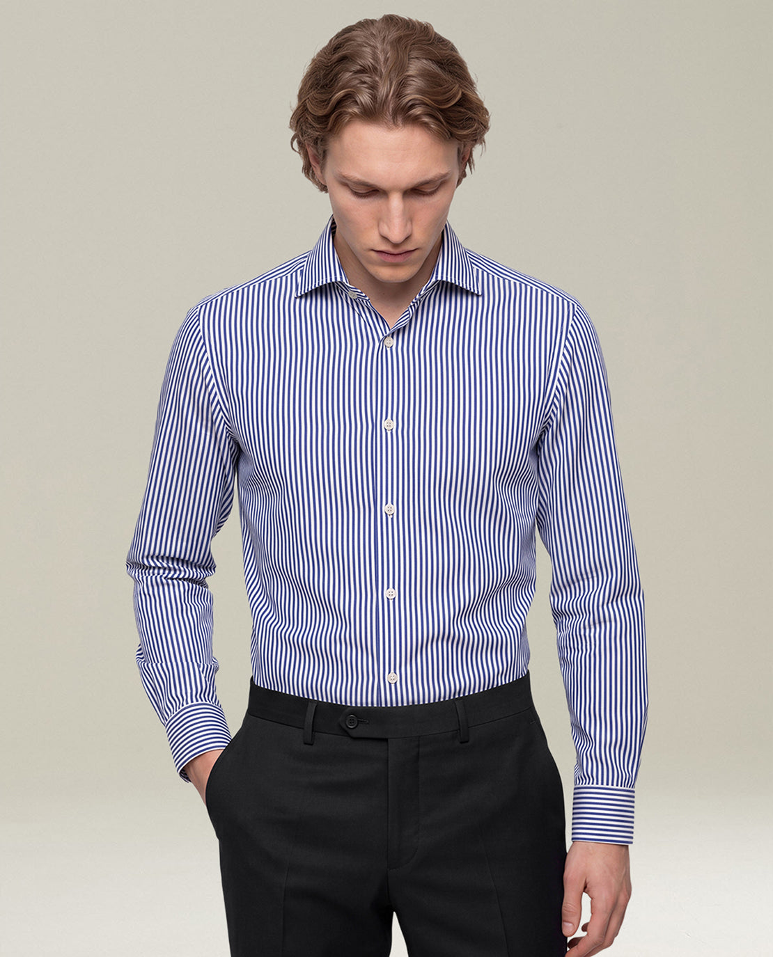 BLUE STRIPED COTTON SHIRT
