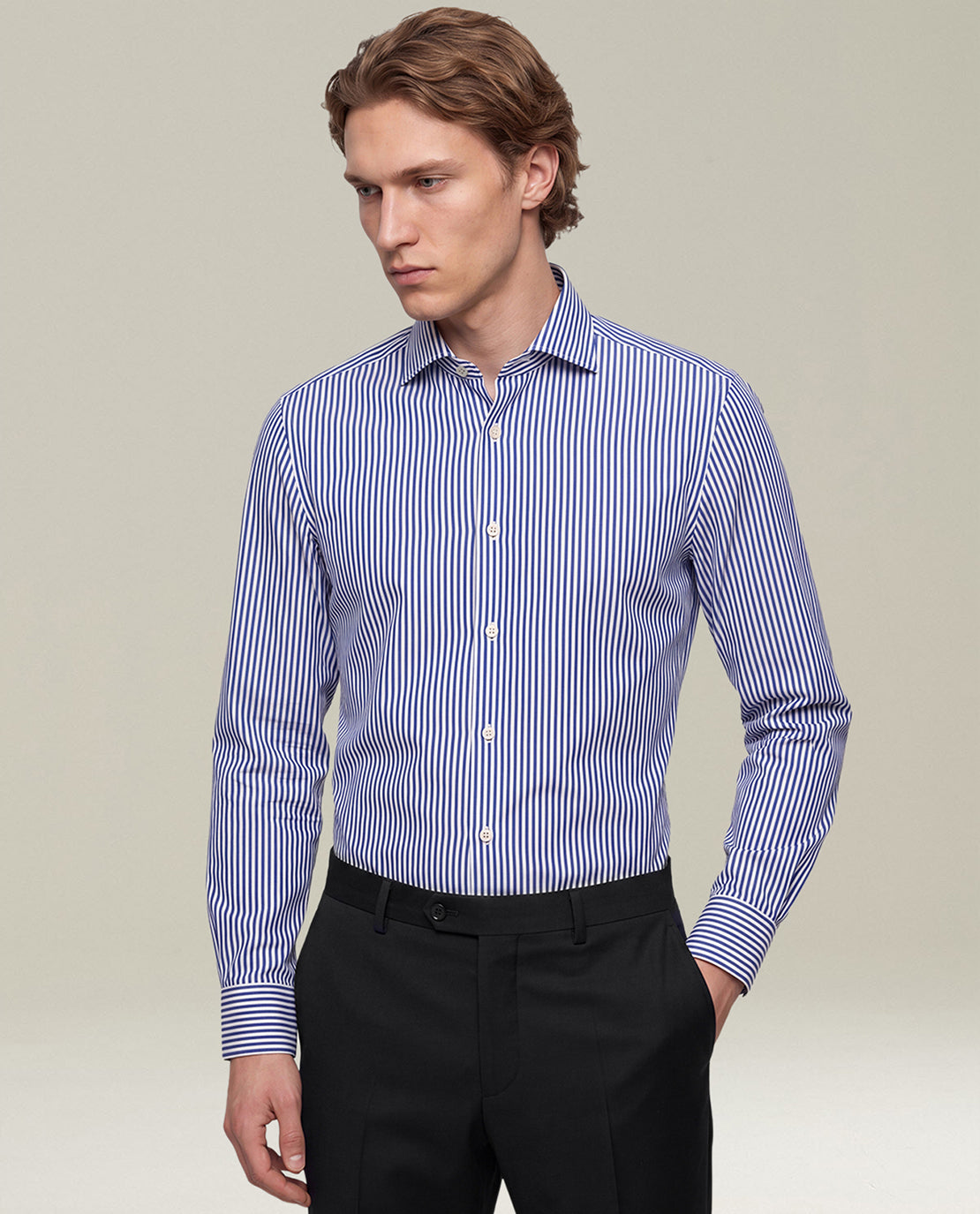 BLUE STRIPED COTTON SHIRT