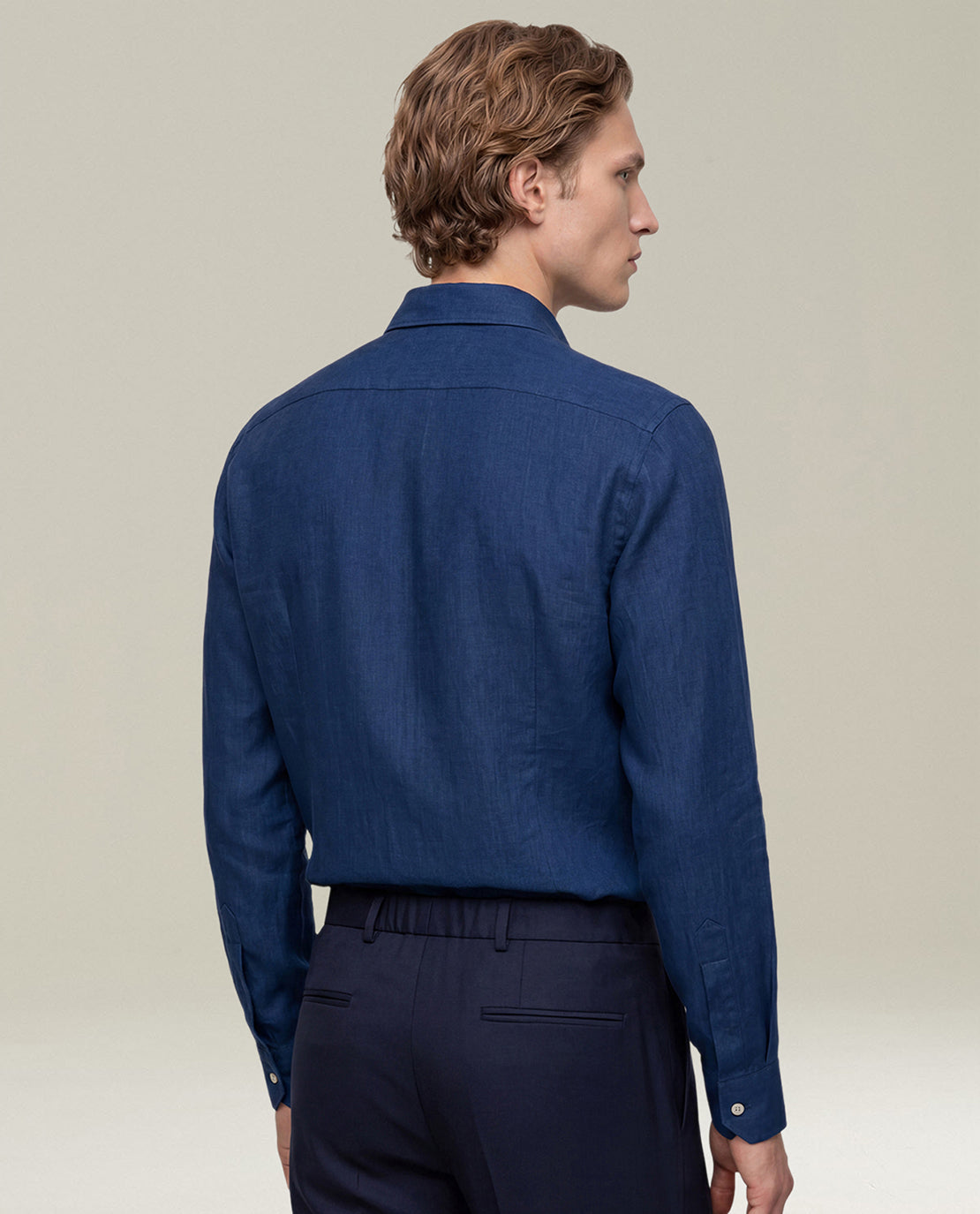 BLUE COTTON DENIM-EFFECT SHIRT