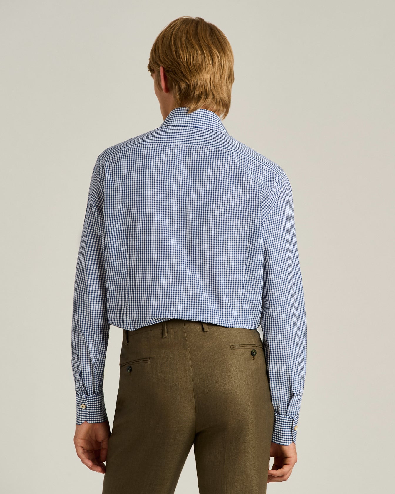 COTTON AND LINEN SHIRT WITH MICRO CHECKED PATTERN