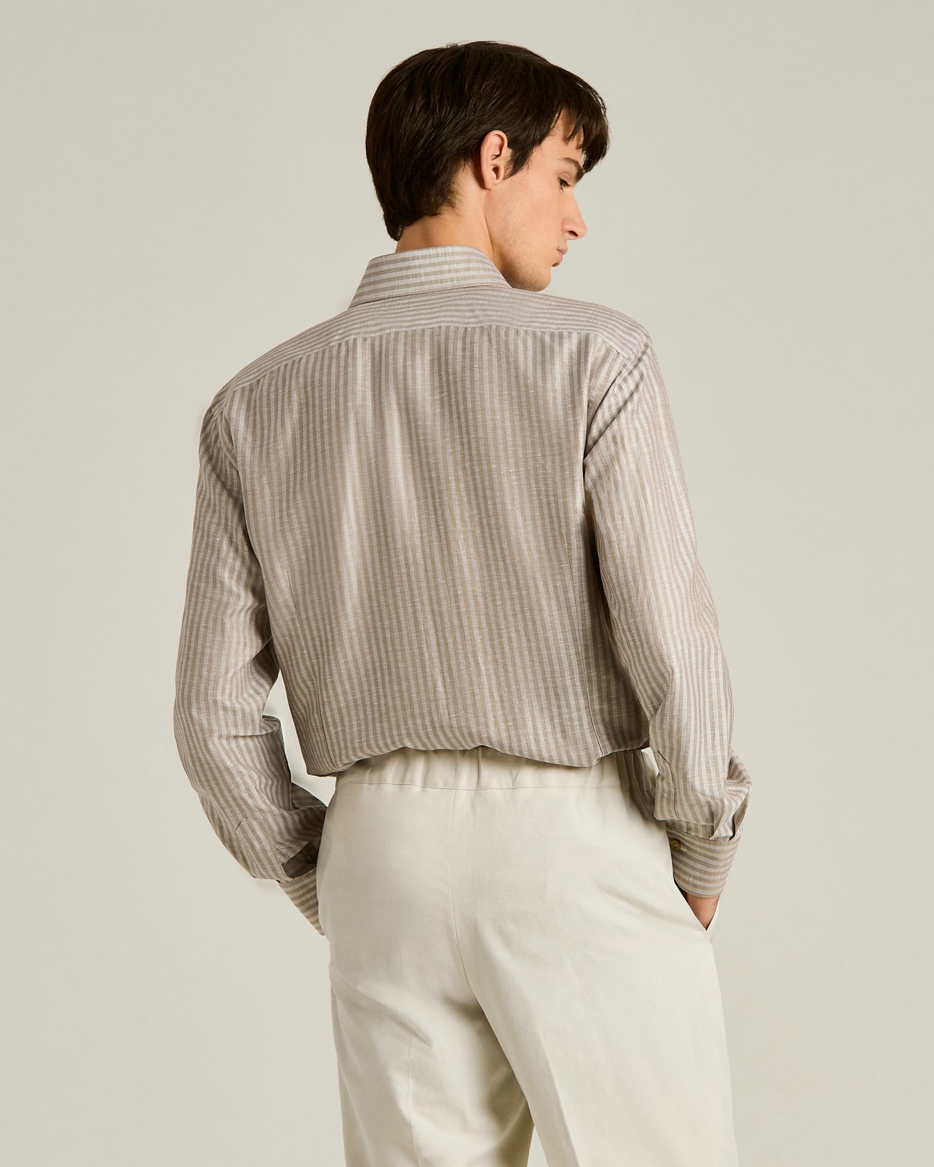 COTTON AND LINEN SHIRT WITH FINE STRIPED PATTERN