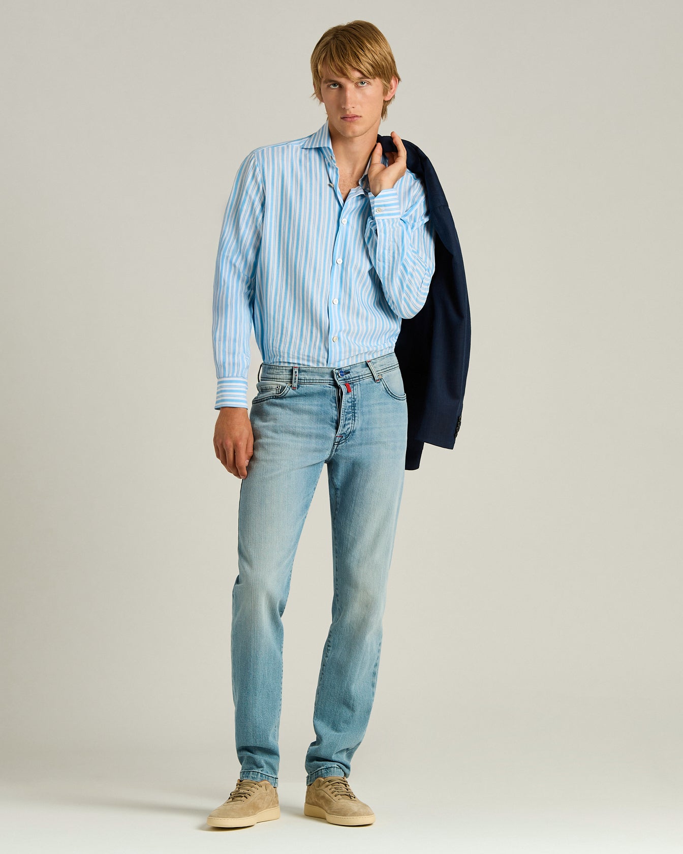 STRIPED TURQUOISE COTTON SHIRT