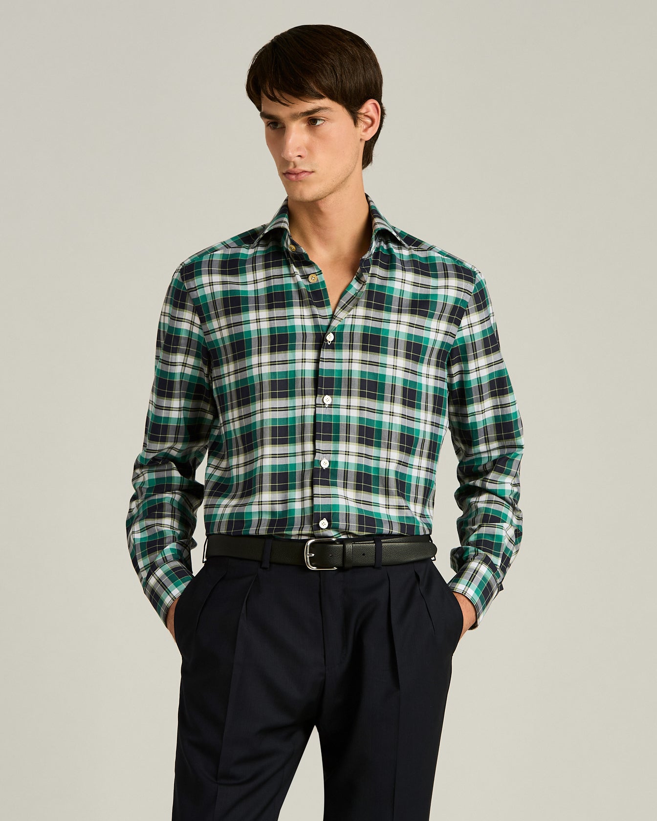 CHECKED GREEN COTTON SHIRT