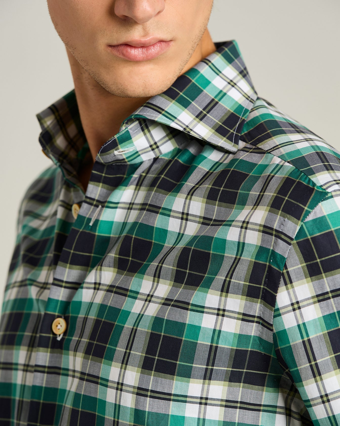 CHECKED GREEN COTTON SHIRT