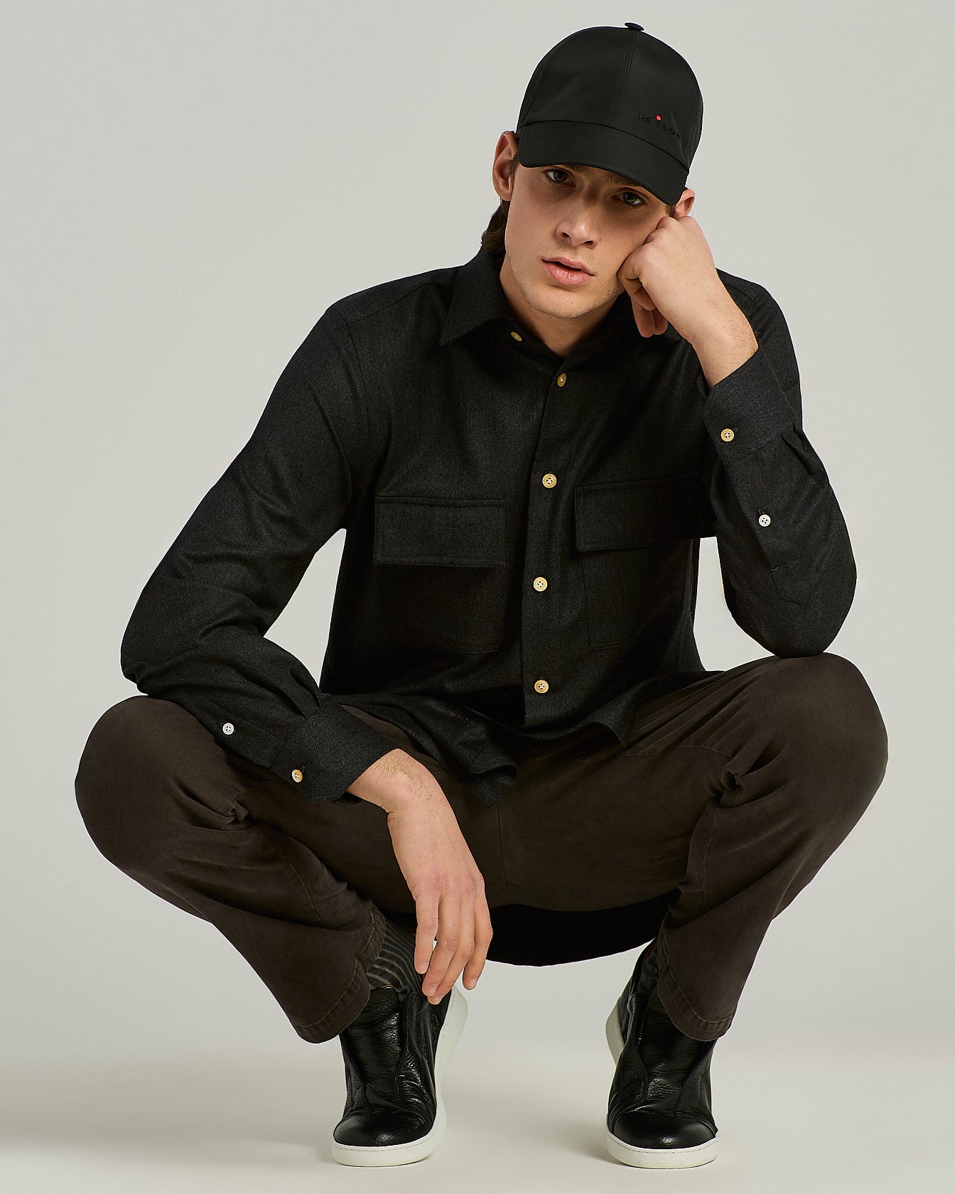 NAVY BLUE TECHNICAL FABRIC BASEBALL CAP