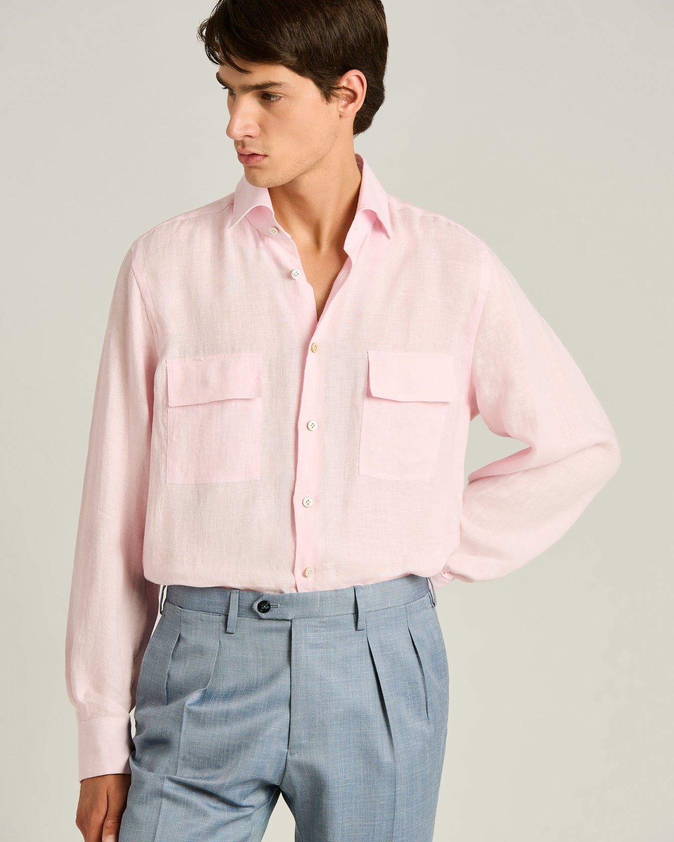 LINEN SHIRT WITH PATCH POCKETS