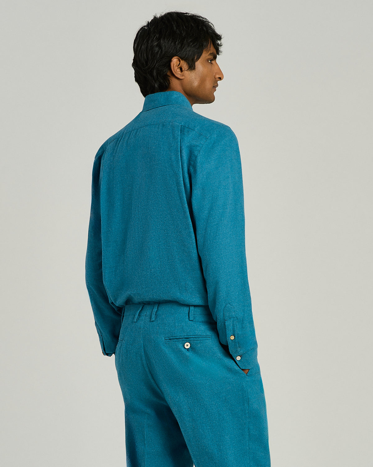 BLUE SOFT COTTON SHIRT WITH PATCH POCKETS 3