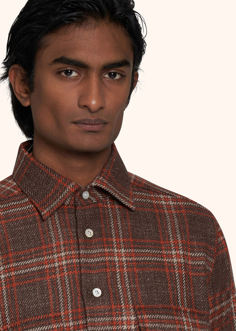 Kiton brown shirt for man, in cashmere 4