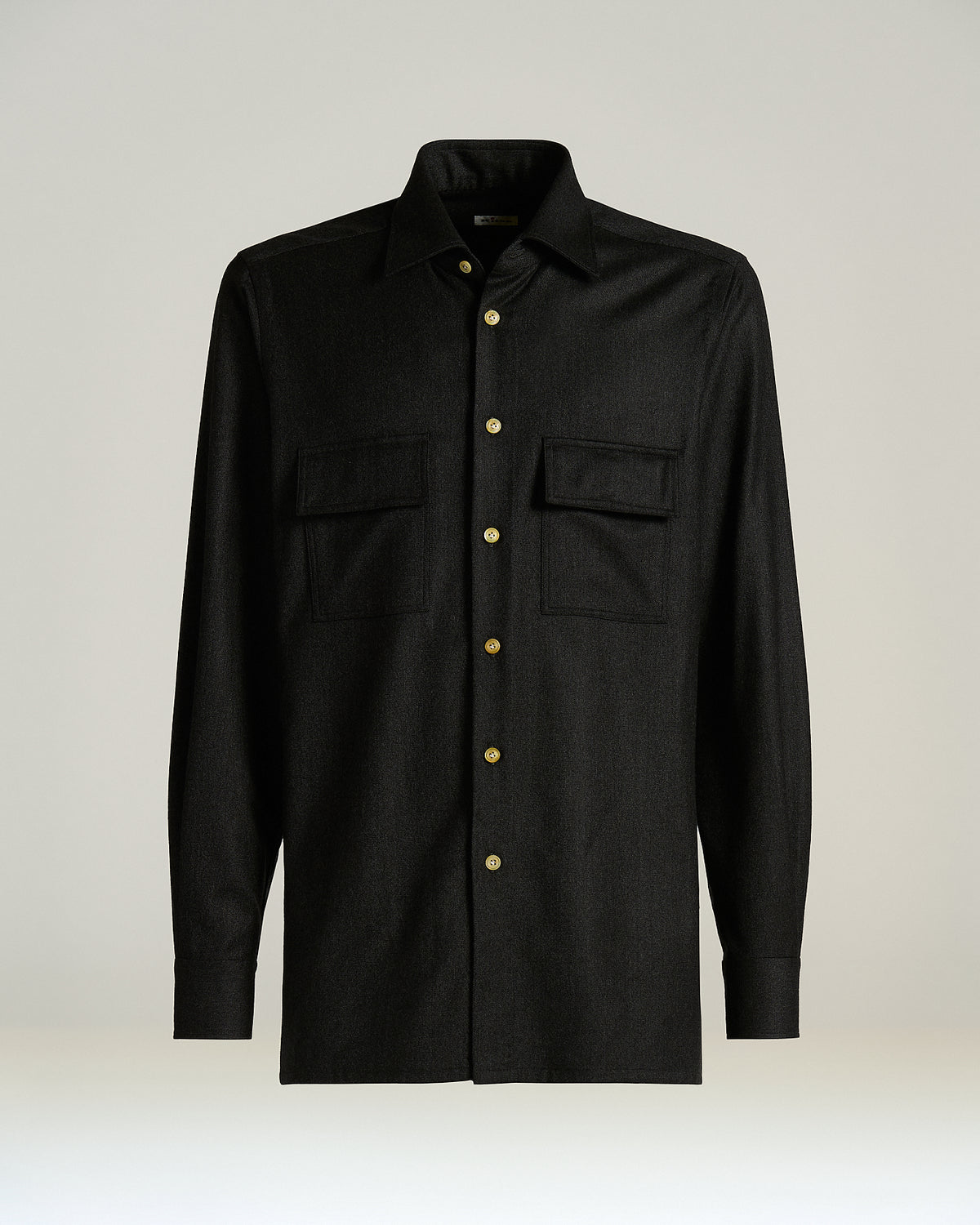 MEDIUM GREY WOOL AND CASHMERE SHIRT WITH PATCH POCKETS 1