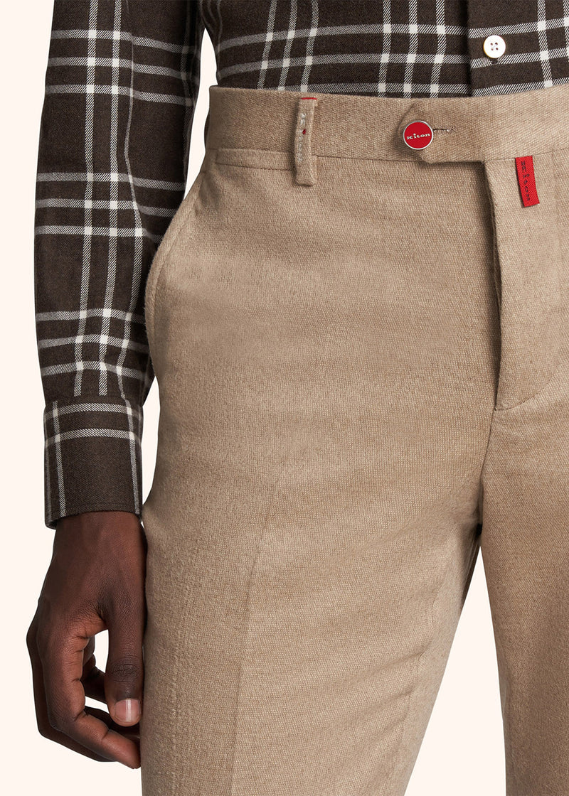 Kiton beige trousers for man, in cashmere 4