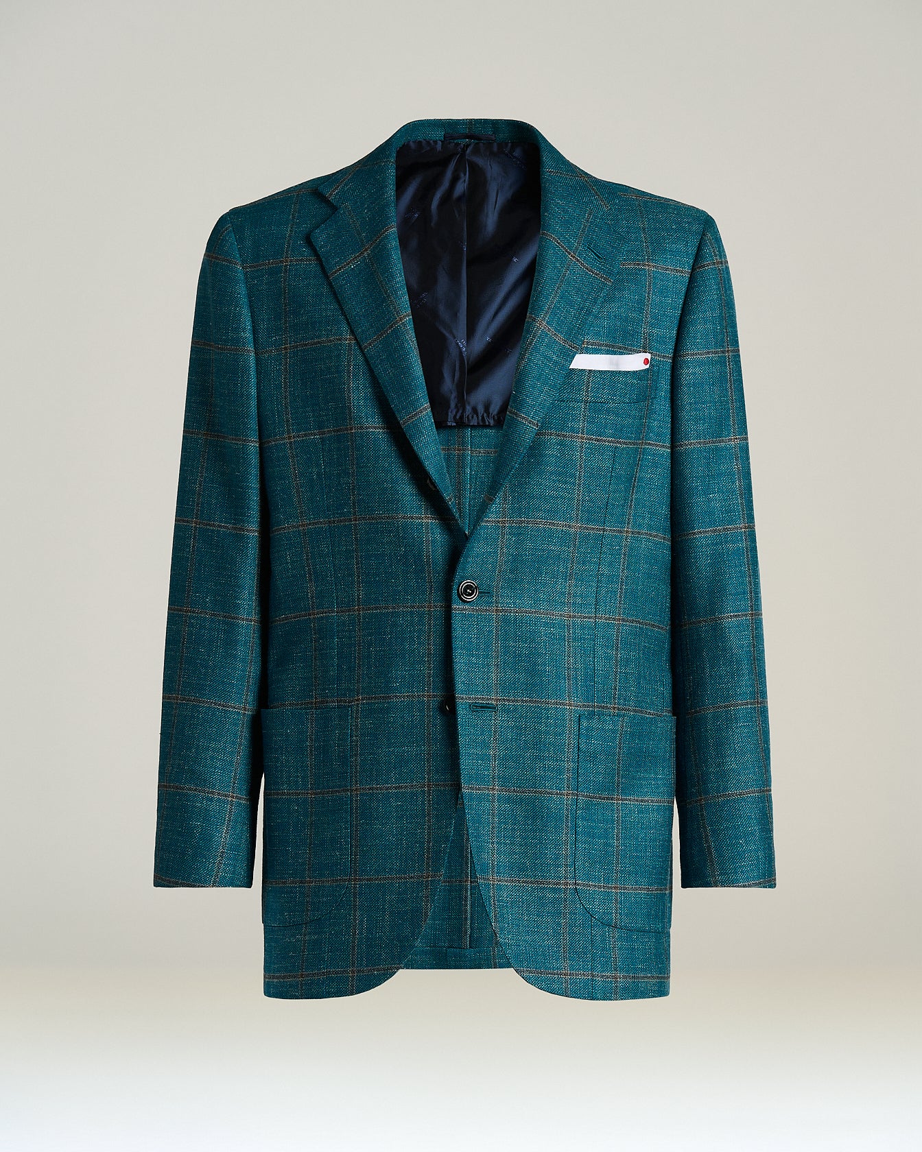 CASHMERE, WOOL, SILK AND LINEN BLEND CHECK JACKET