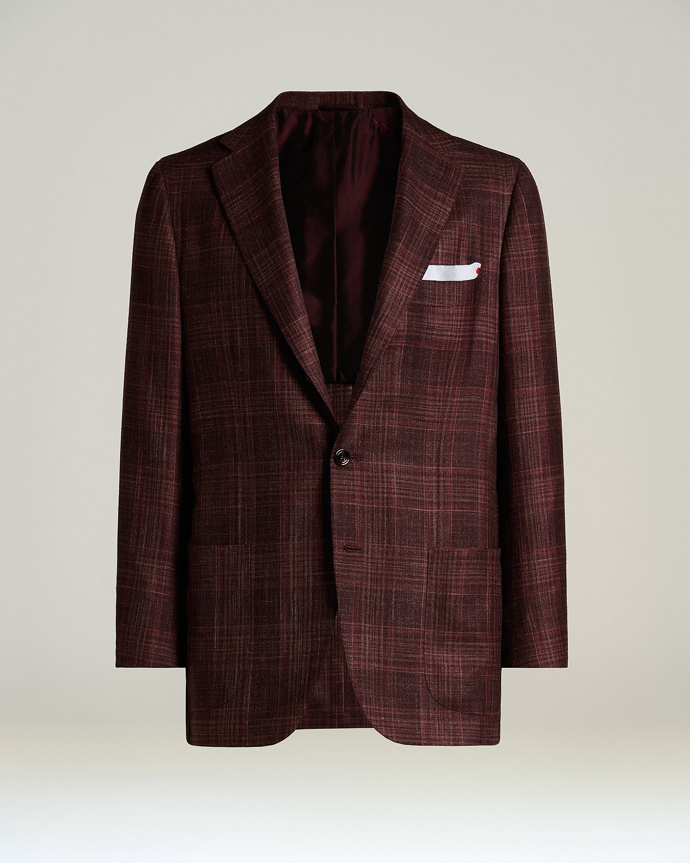 CASHMERE, SILK AND LINEN SINGLE-BREASTED JACKET WITH CHECK PATTERN