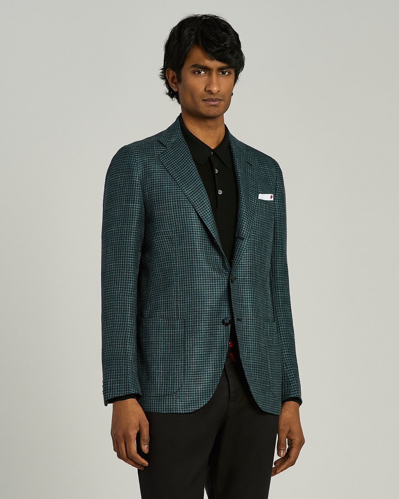 CASHMERE, SILK AND LINEN PIED-DE-POULE SINGLE-BREASTED JACKET