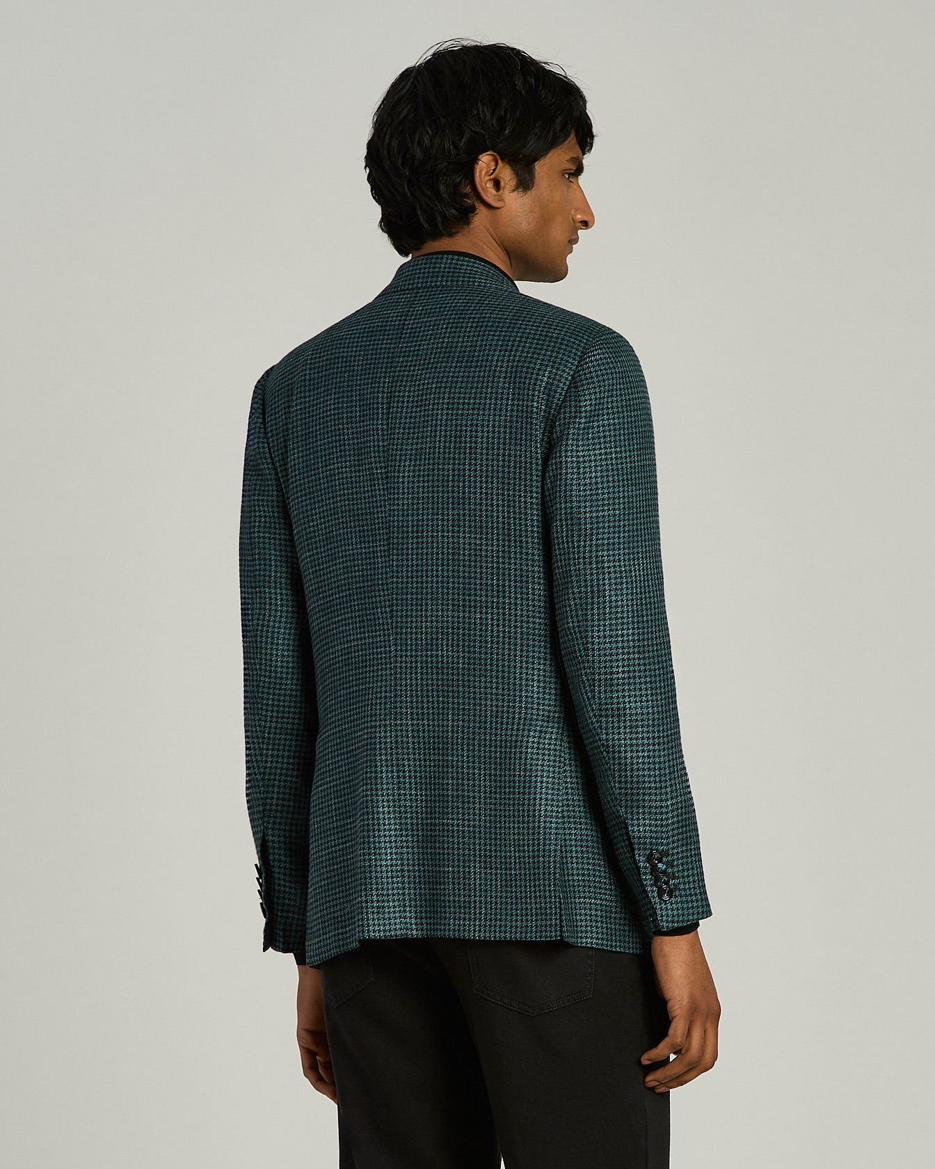 CASHMERE, SILK AND LINEN PIED-DE-POULE SINGLE-BREASTED JACKET