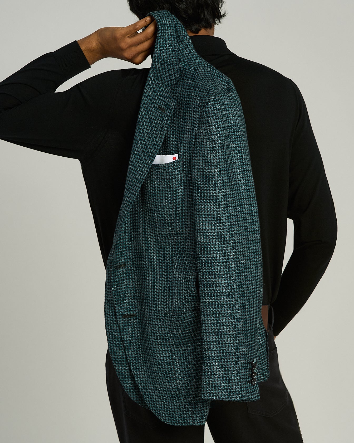 CASHMERE, SILK AND LINEN PIED-DE-POULE SINGLE-BREASTED JACKET