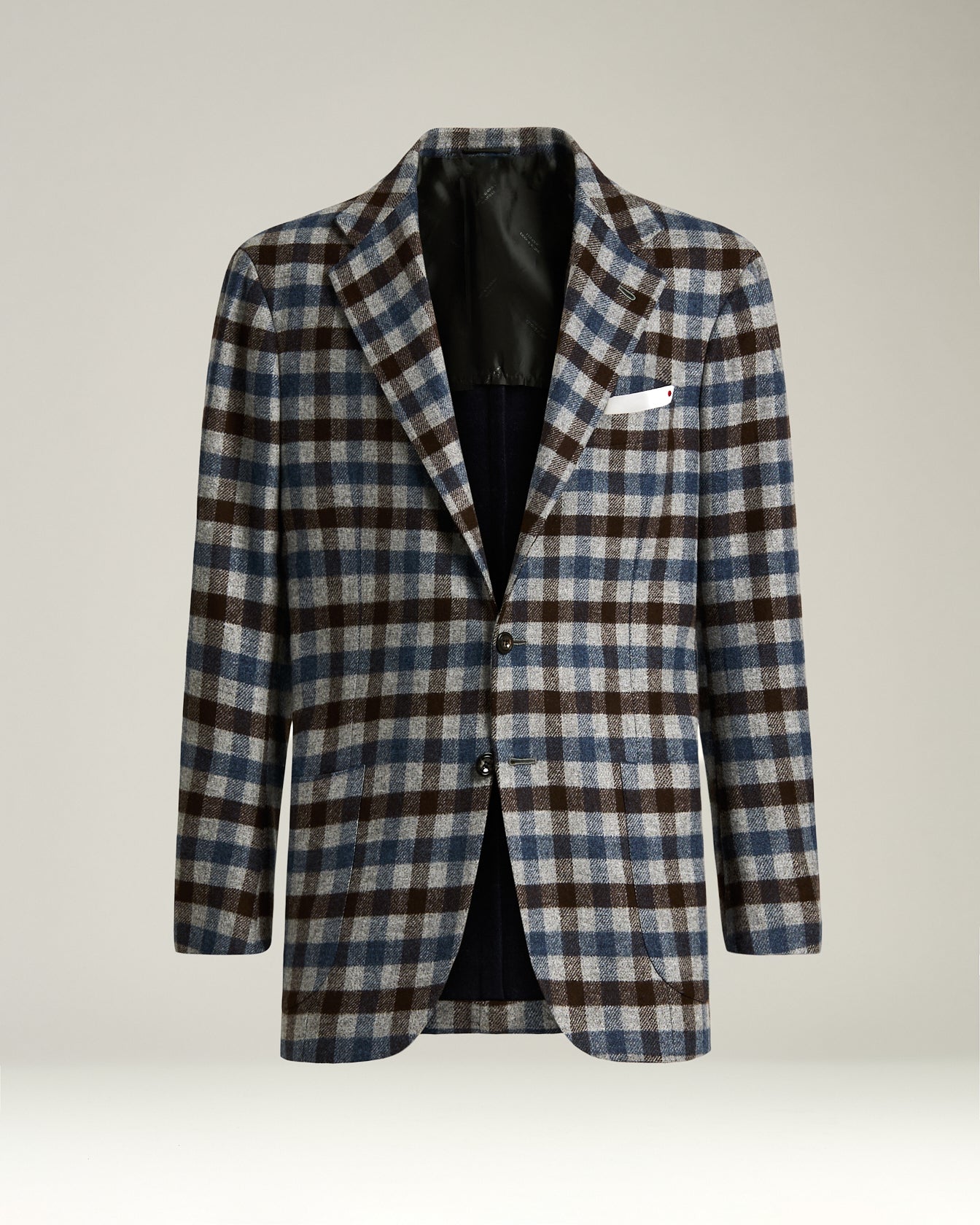 men’s single‑breasted checked jacket in wool‑cashmere‑silk