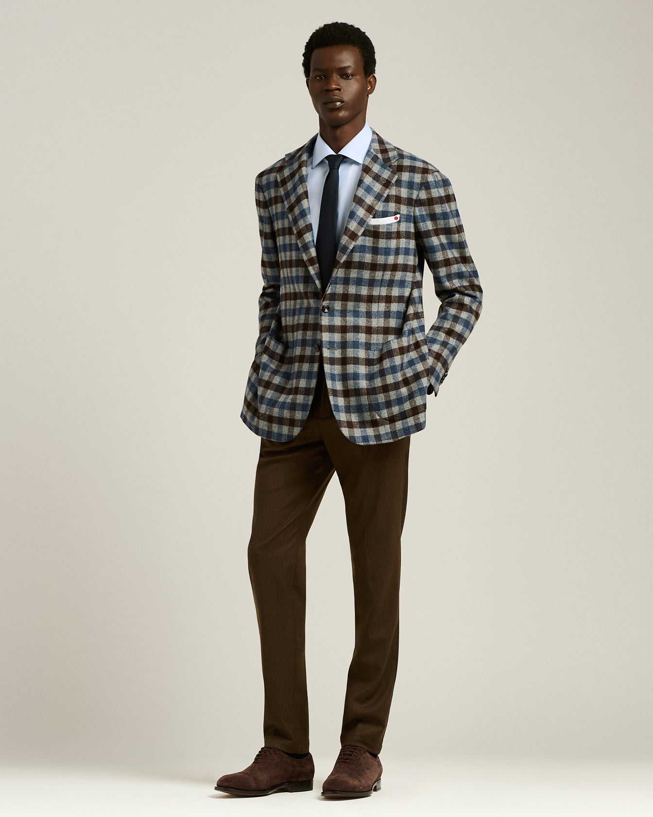 CHECKED WOOL BLEND JACKET