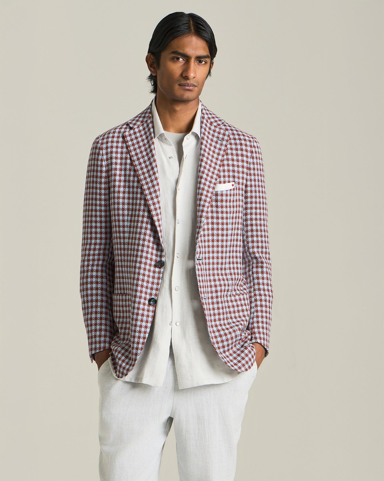 CASHMERE BLEND MICRO CHECK BLAZER