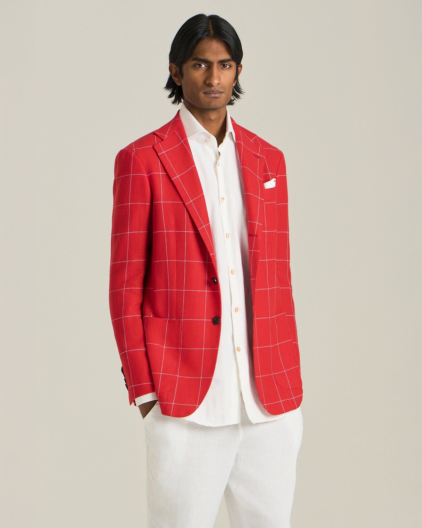 CHECKED CASHMERE BLEND BLAZER