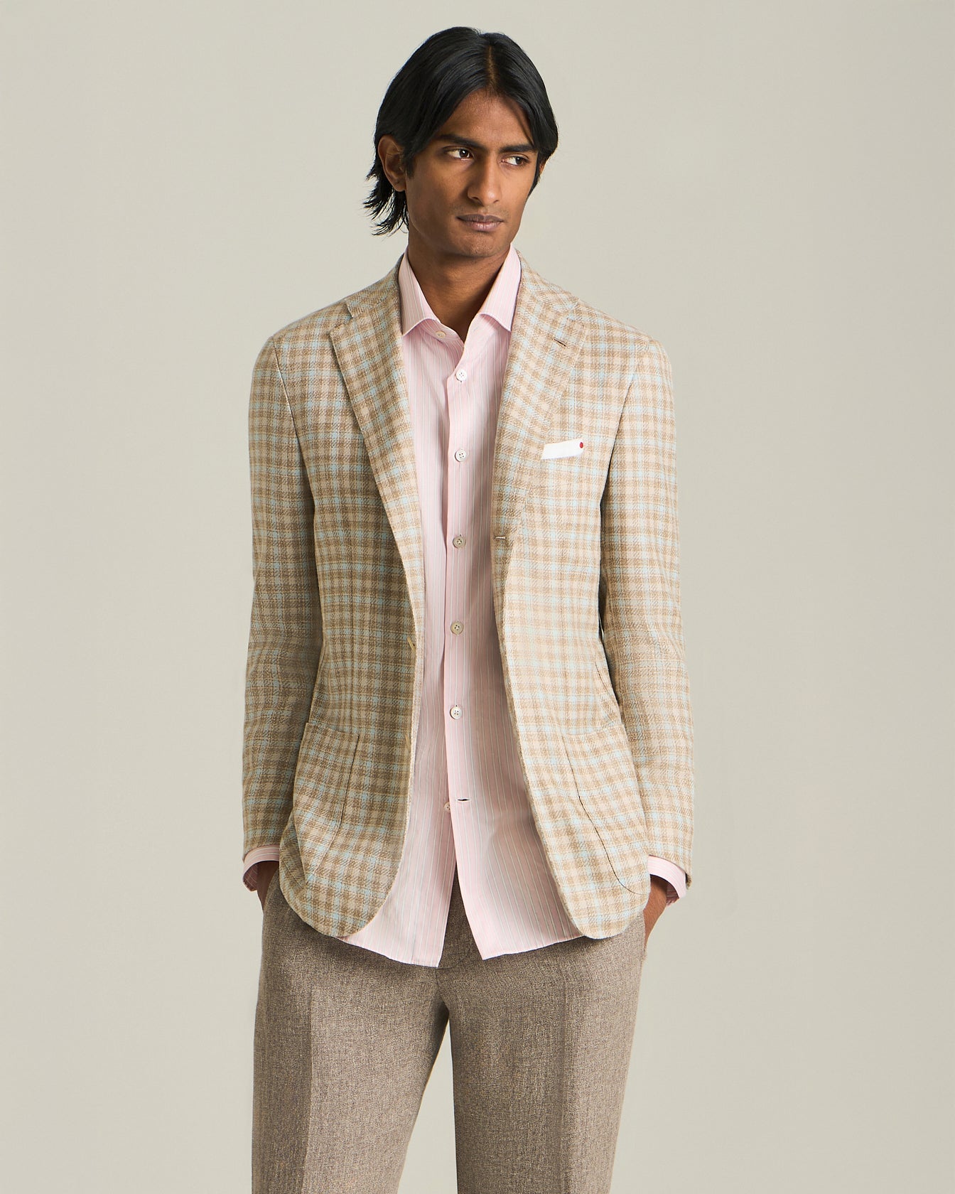 CASHMERE BLEND MICRO CHECK BLAZER