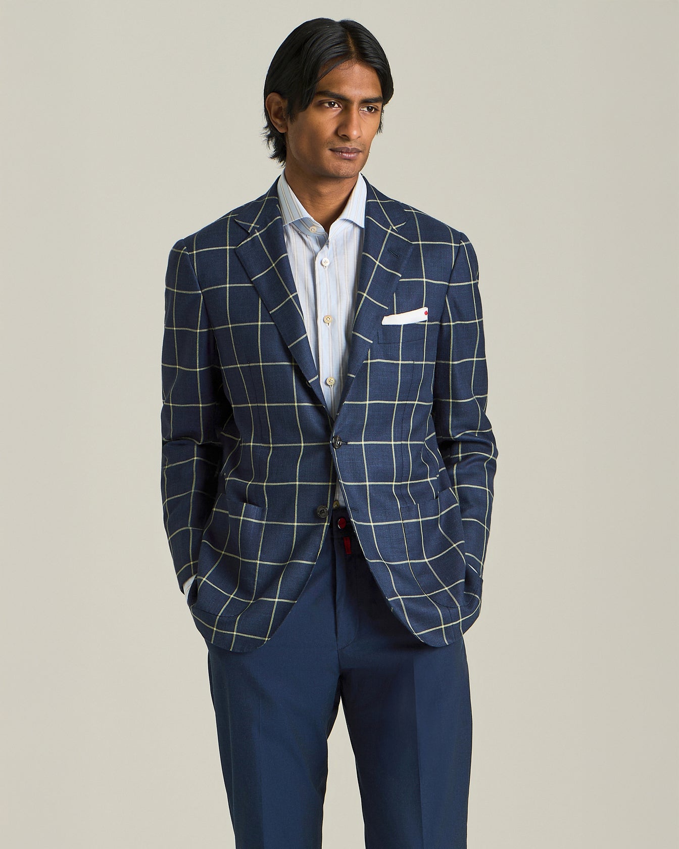 CHECKED CASHMERE BLEND BLAZER