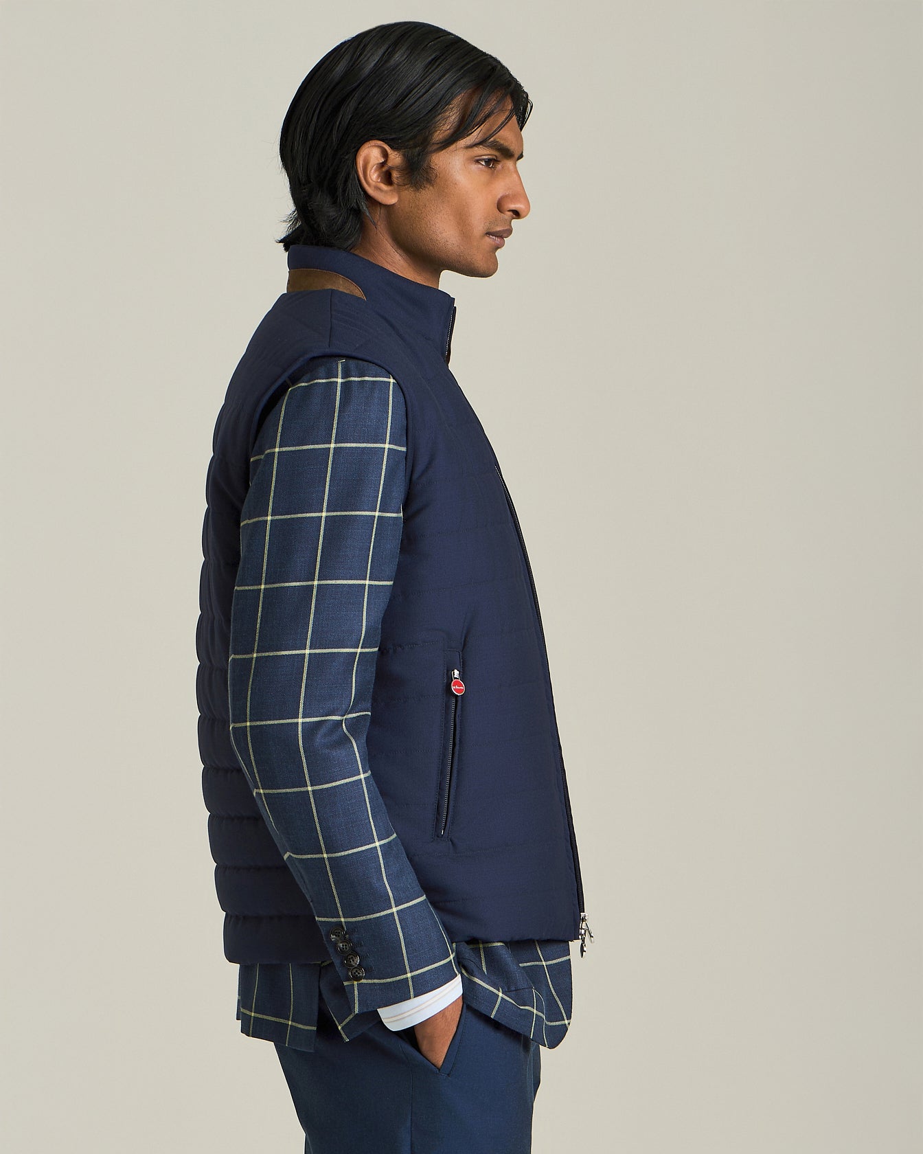 CHECKED CASHMERE BLEND BLAZER