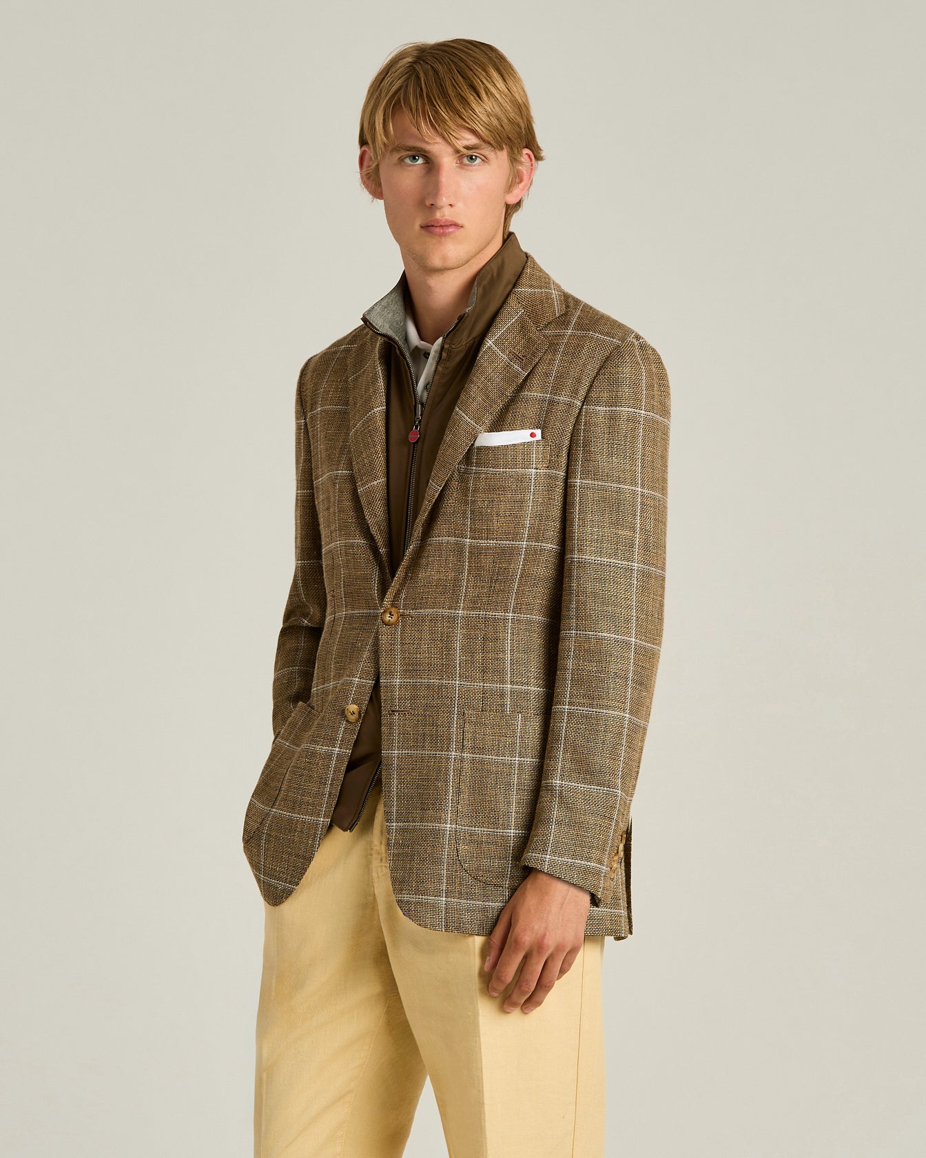 FINE BLEND CHECKED SINGLE-BREASTED JACKET