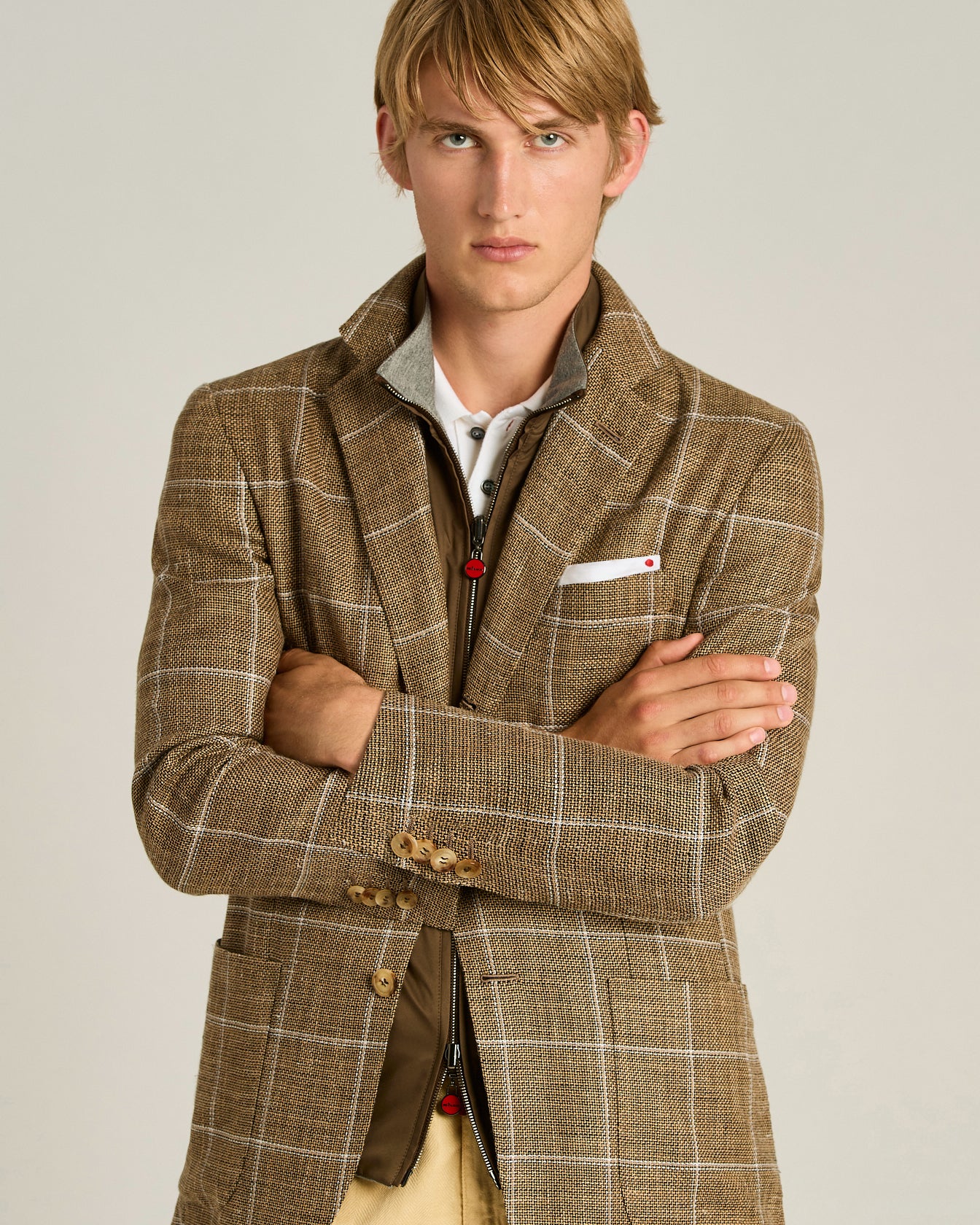 FINE BLEND CHECKED SINGLE-BREASTED JACKET