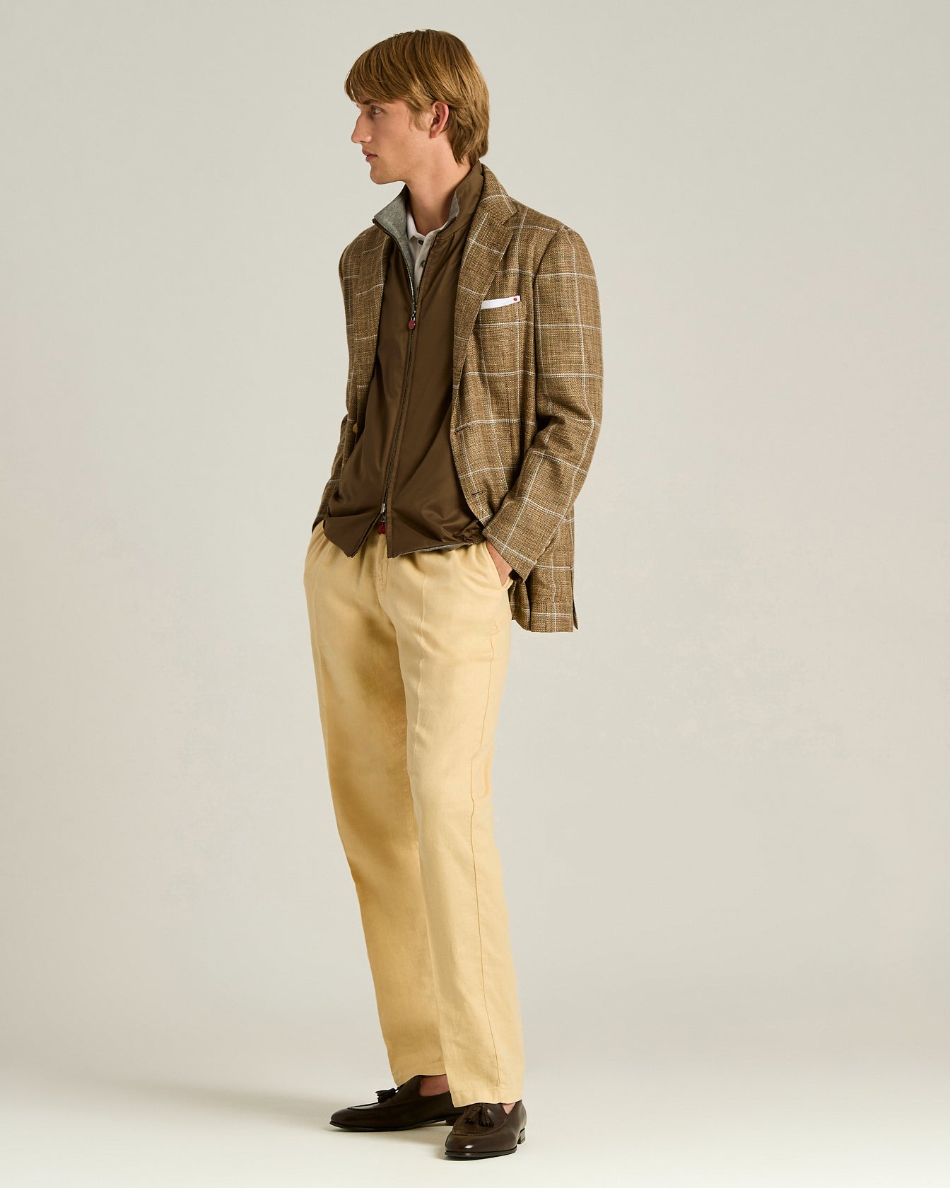 FINE BLEND CHECKED SINGLE-BREASTED JACKET