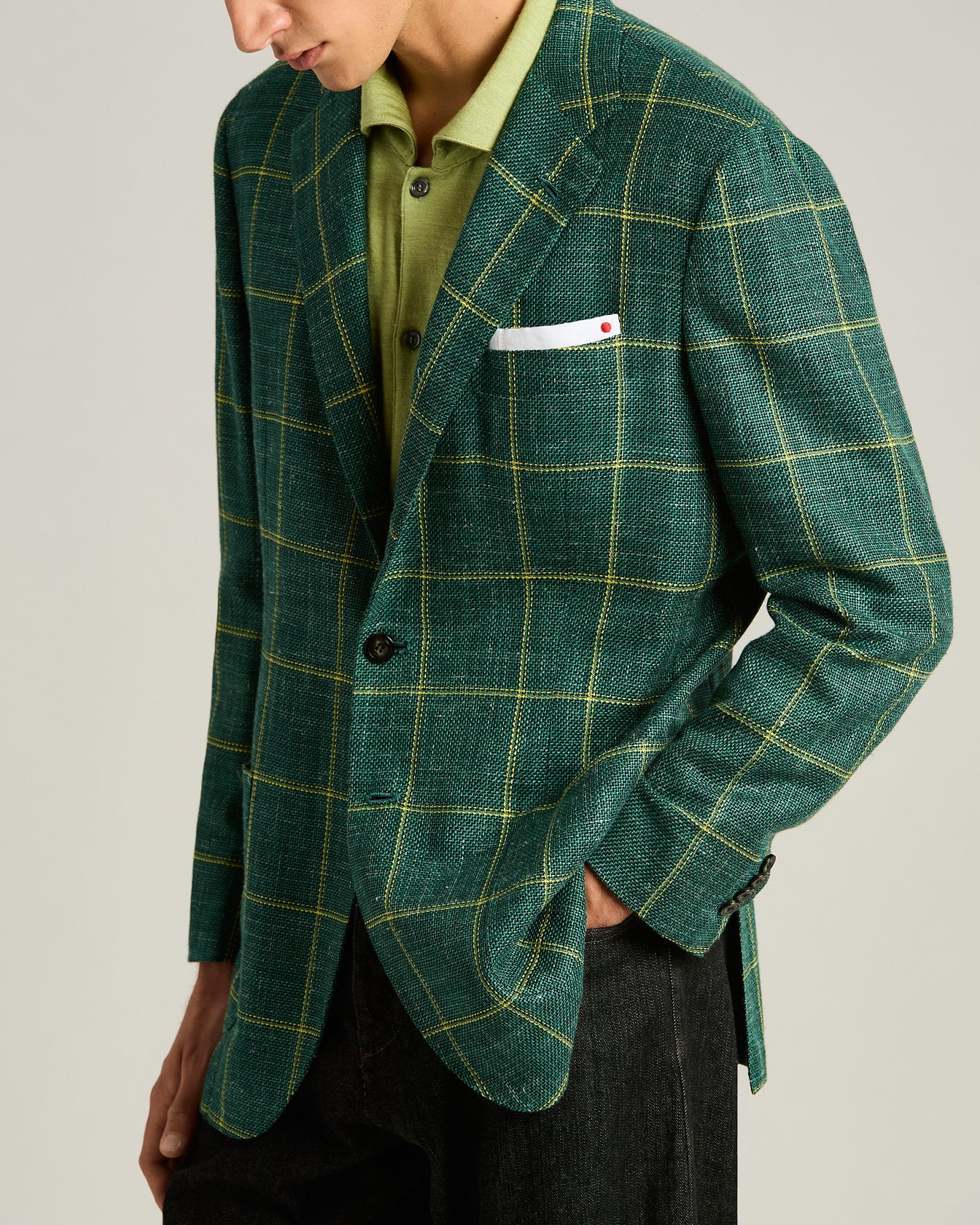FINE BLEND CHECKED SINGLE-BREASTED JACKET