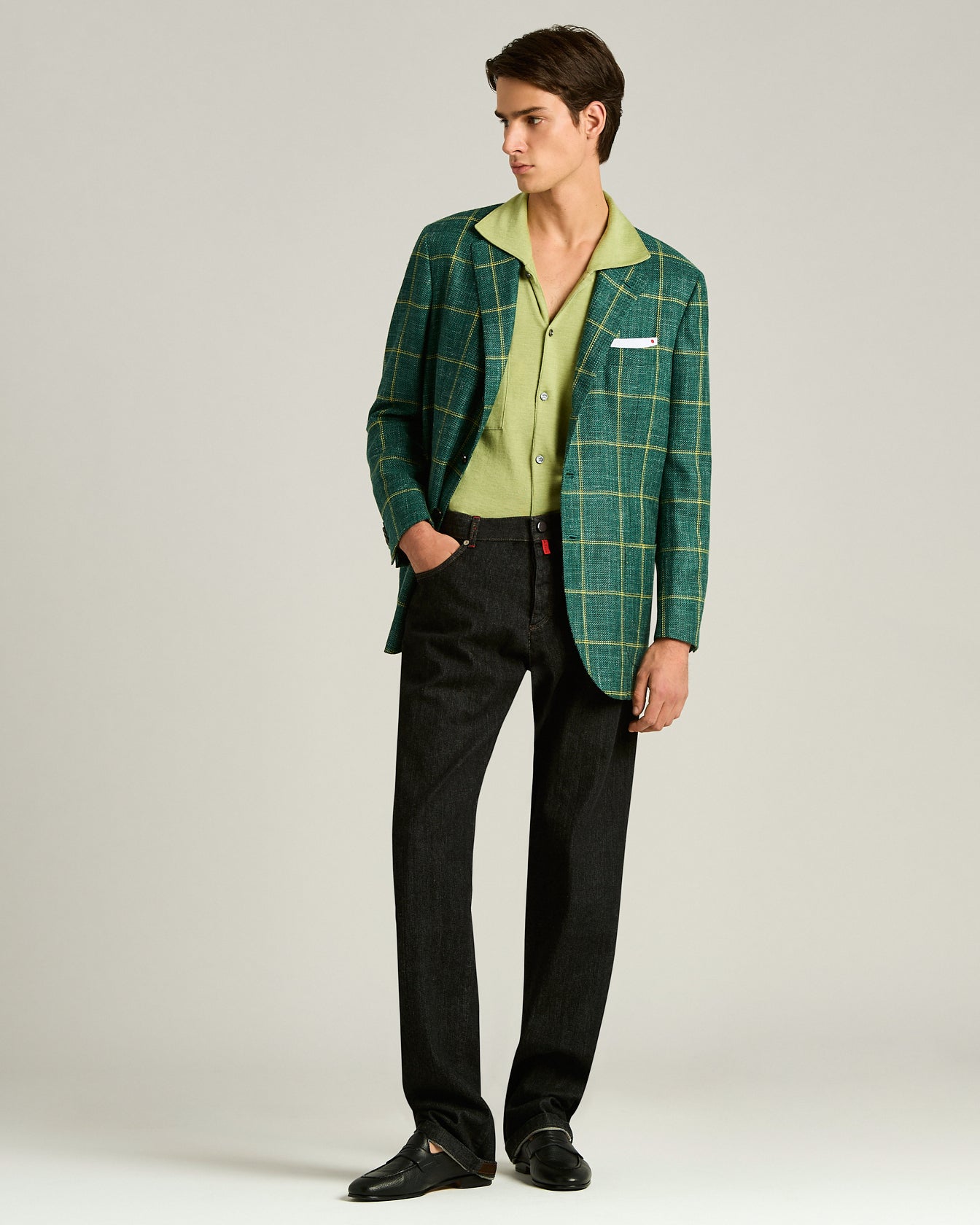 FINE BLEND CHECKED SINGLE-BREASTED JACKET