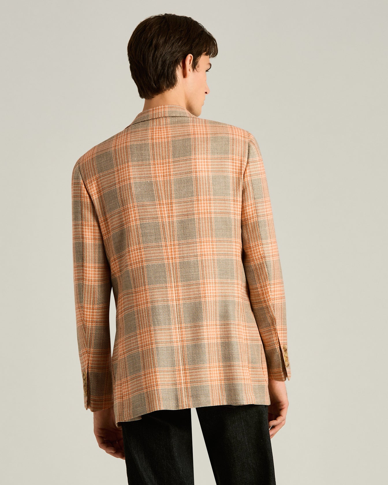 FINE BLEND CHECKED SINGLE-BREASTED JACKET