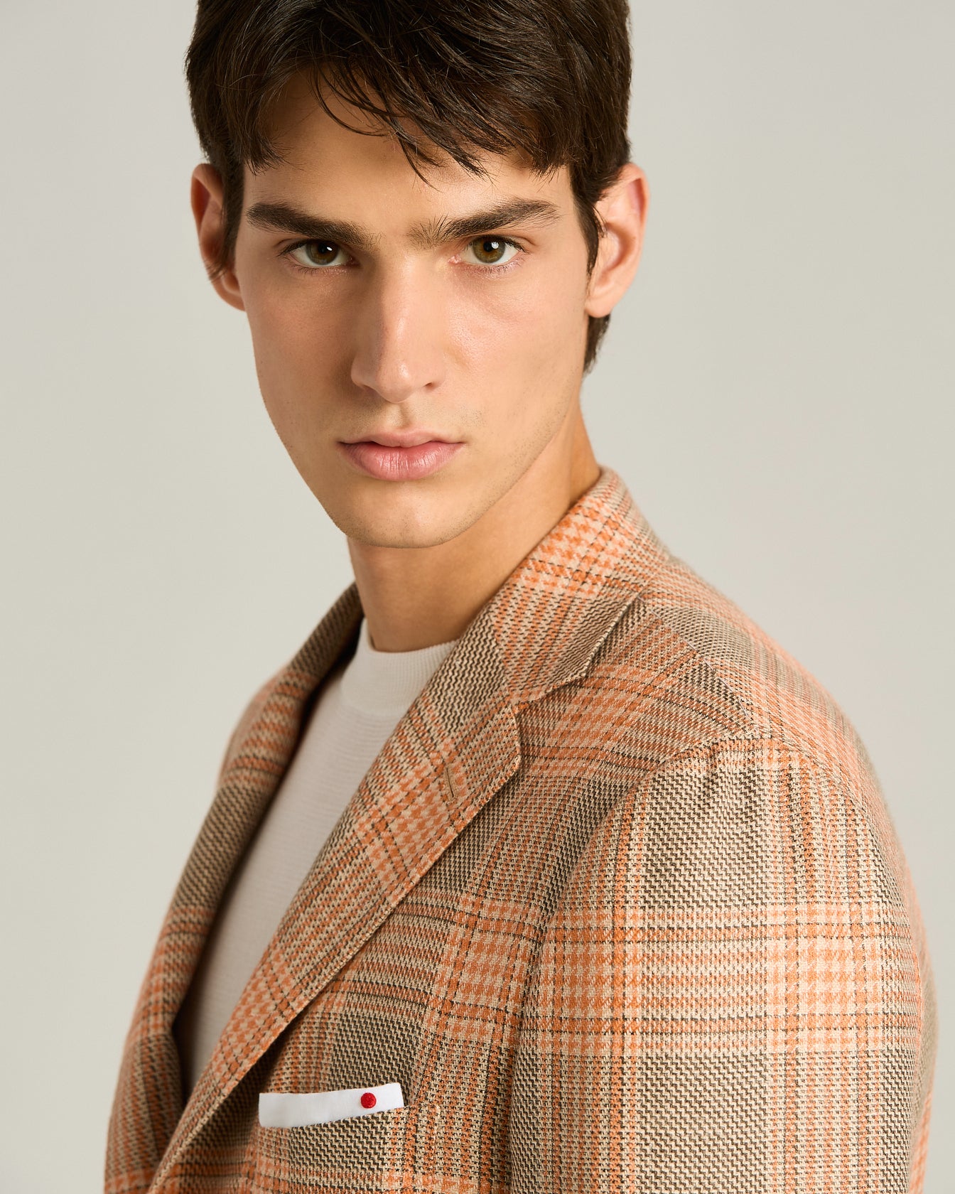 FINE BLEND CHECKED SINGLE-BREASTED JACKET