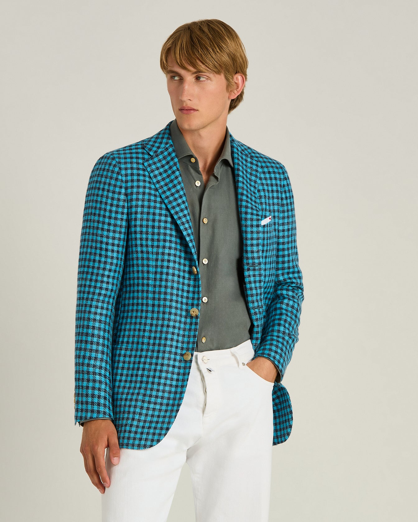 FINE BLEND CHECKED SINGLE-BREASTED JACKET